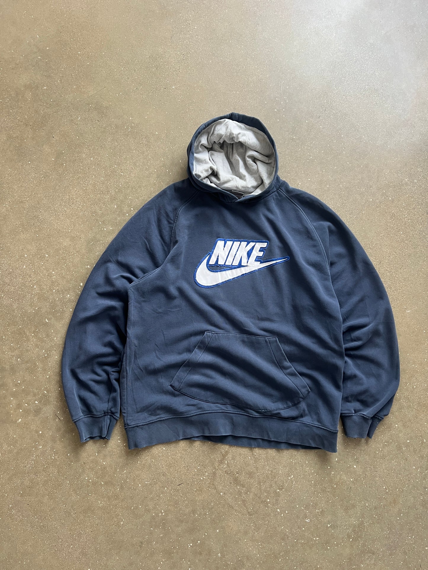 Vintage Blue Nike Spellout Hoodie - XL