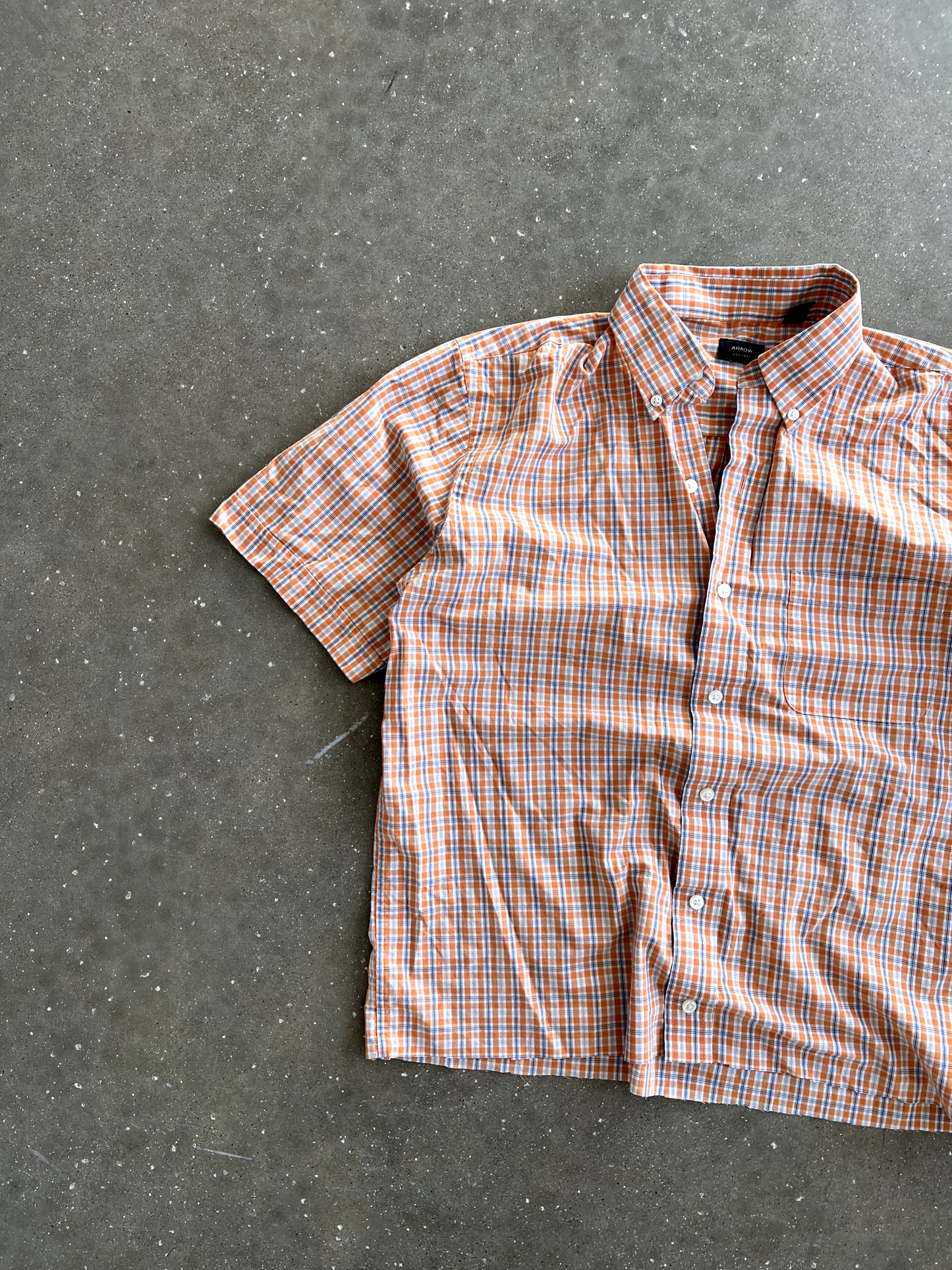 Vintage Orange Striped Button Up - M