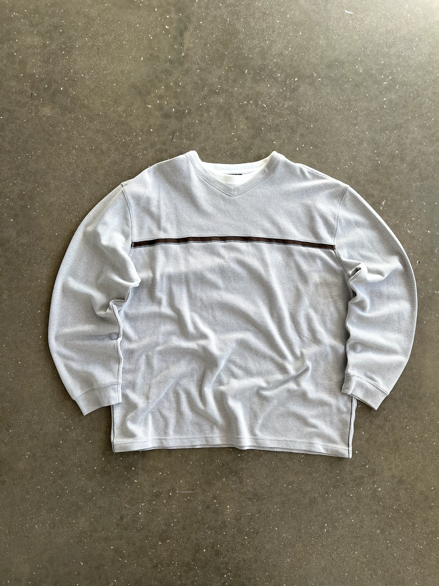 Vintage White Striped Thermal - XL