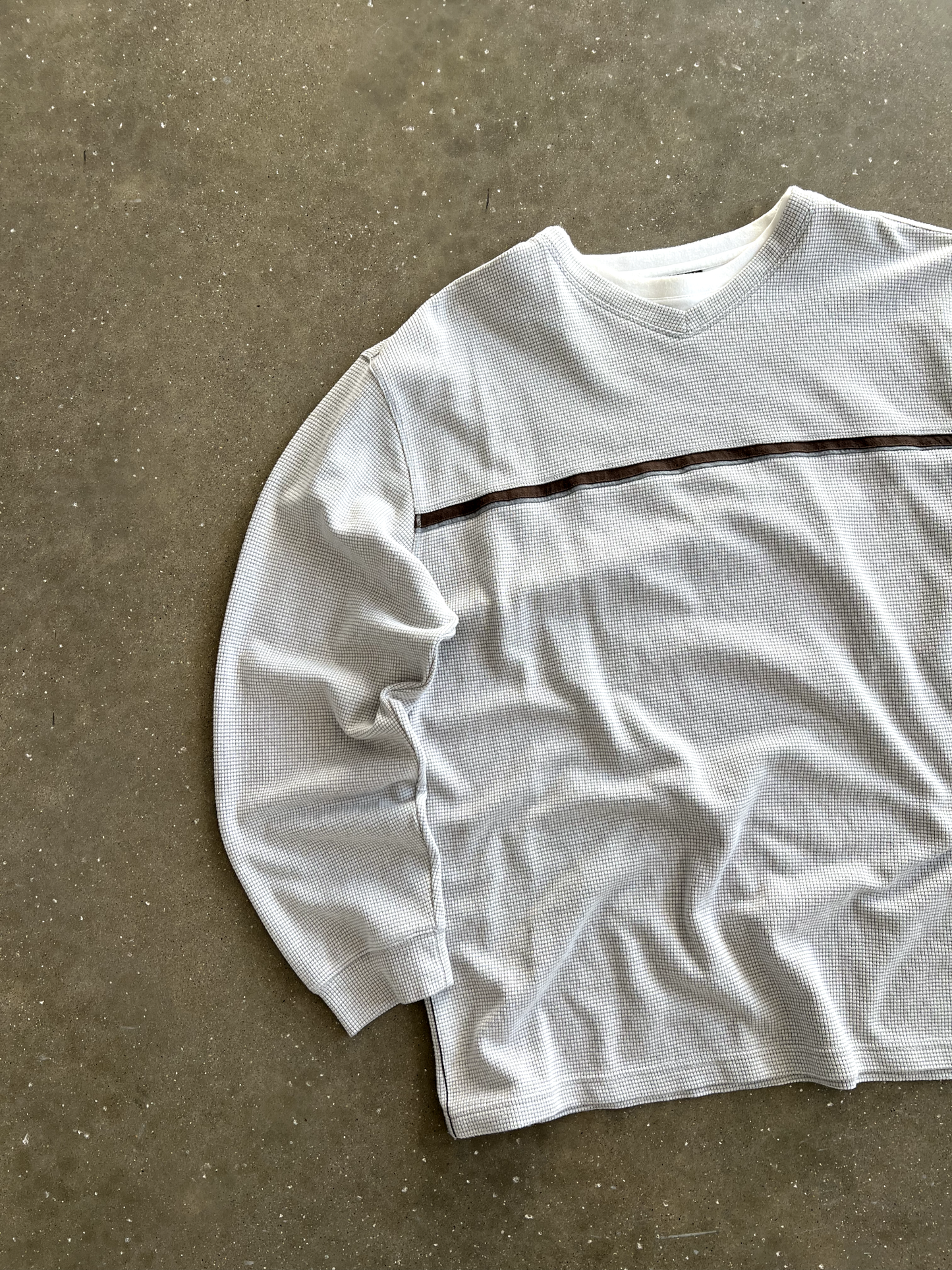 Vintage White Striped Thermal - XL