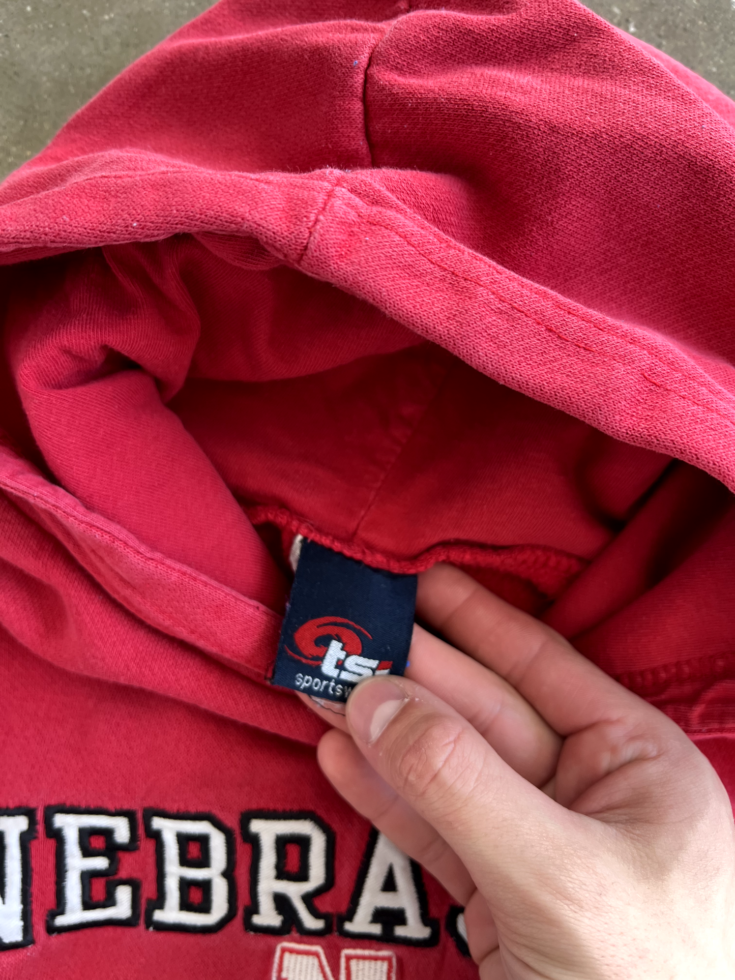 Vintage Red Nebraska Spellout Hoodie - XL