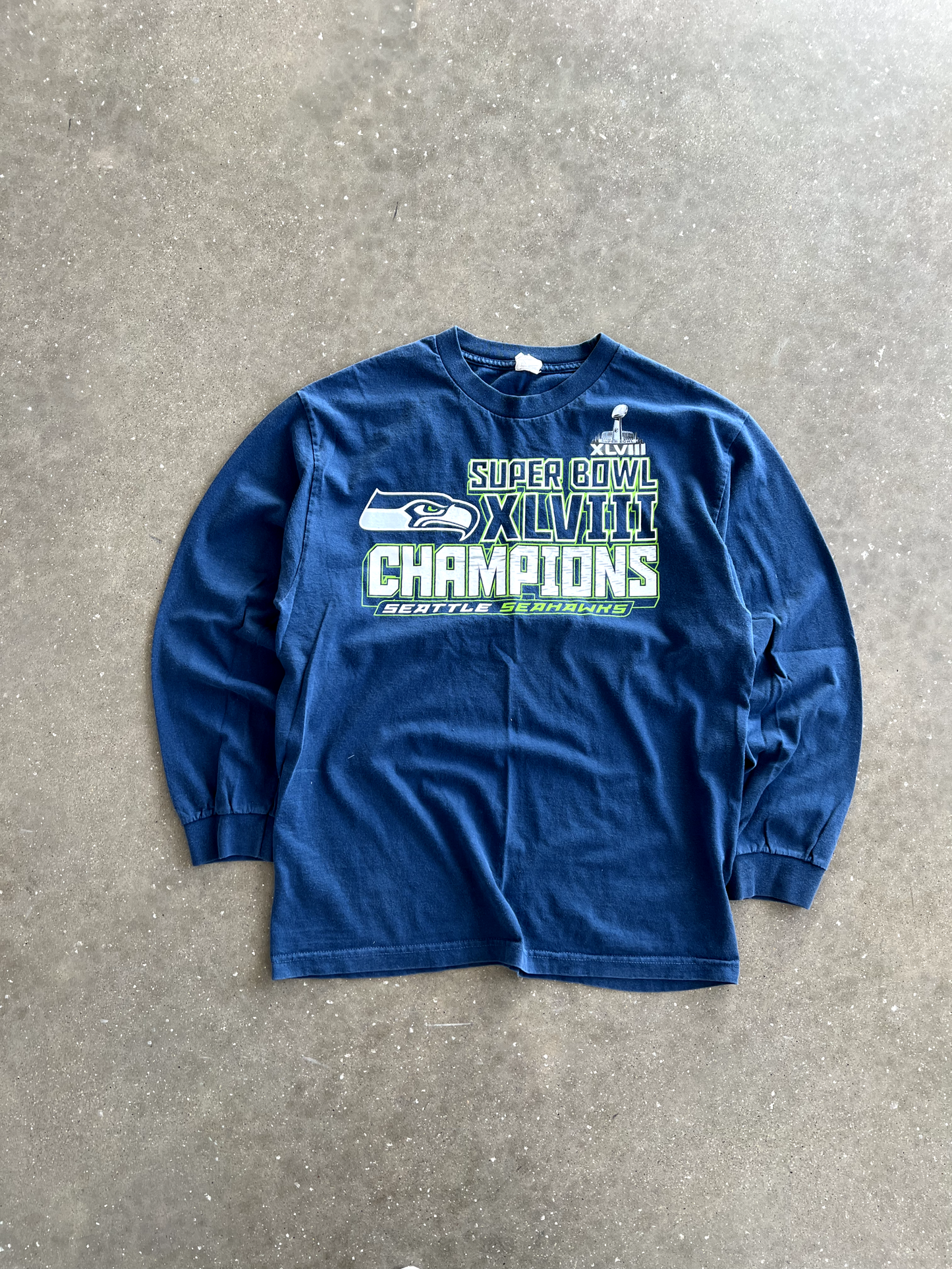 Vintage Blue Seahawks Superbowl Long Sleeve - L
