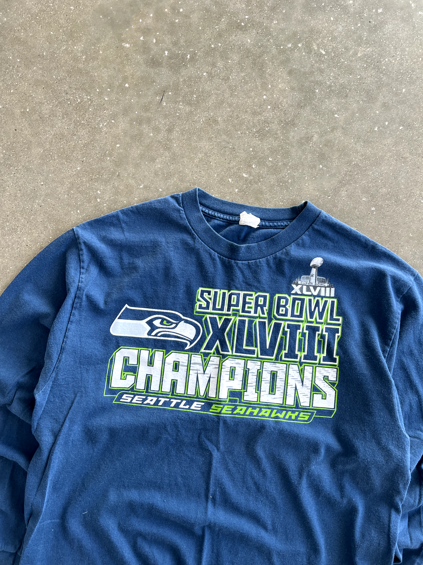 Vintage Blue Seahawks Superbowl Long Sleeve - L
