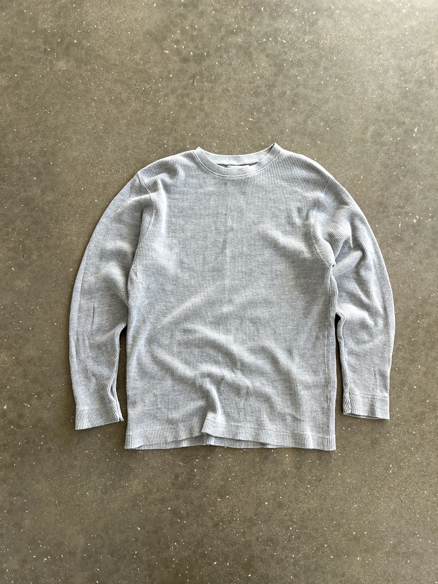 Vintage Grey Waffle Knit Long Sleeve -XL