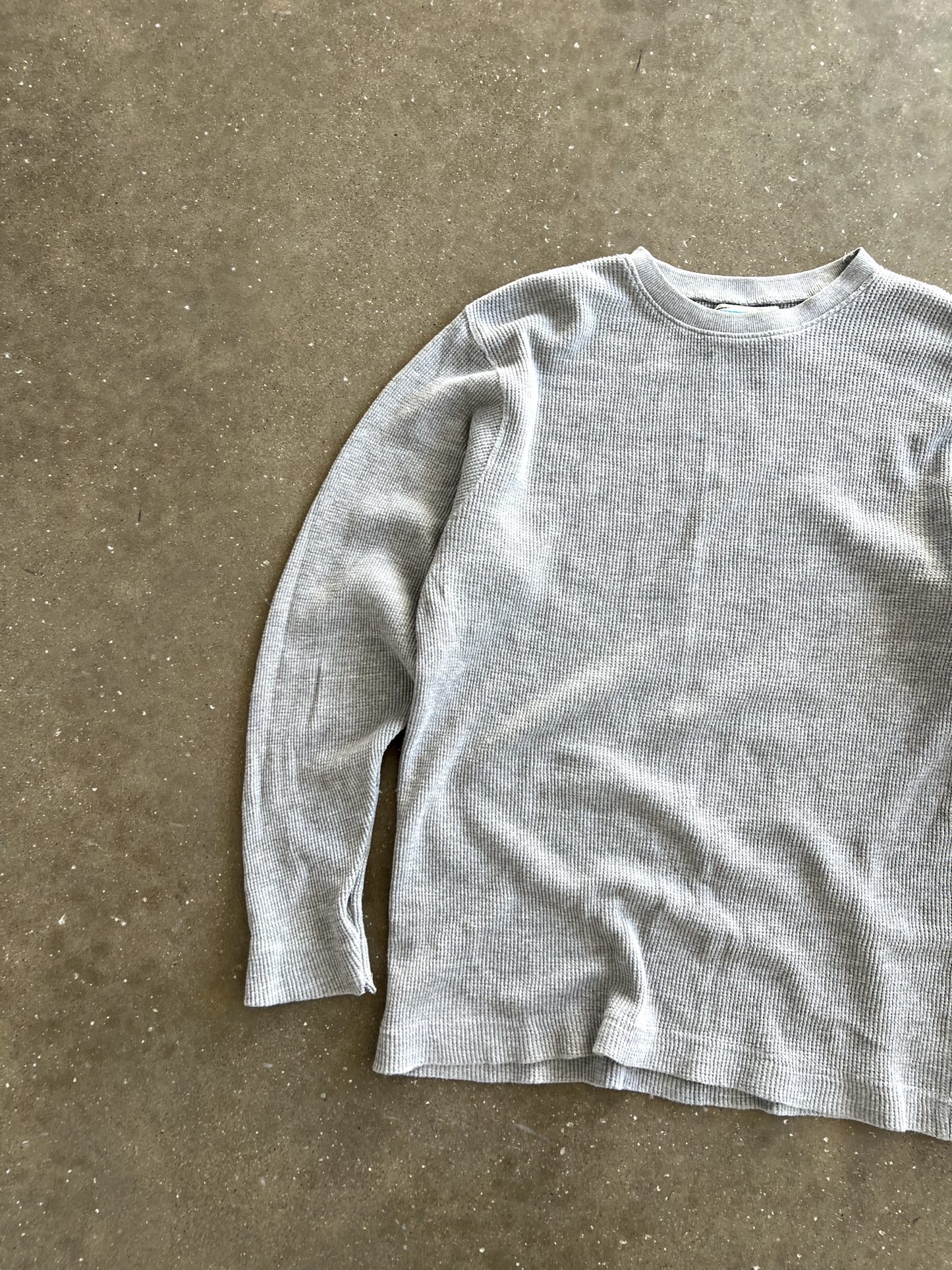 Vintage Grey Waffle Knit Long Sleeve -XL