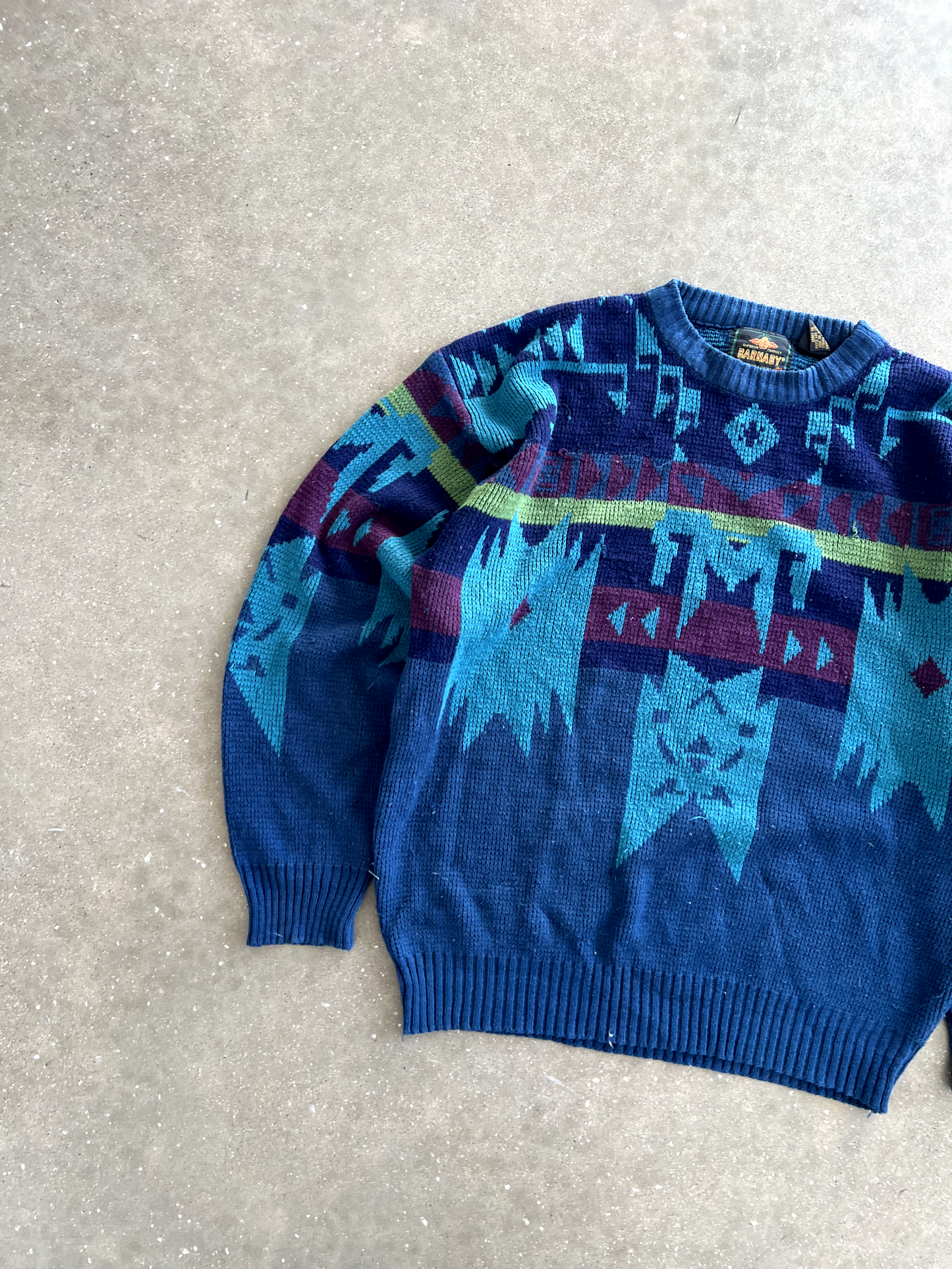 Vintage Blue Design Sweater - 2XLT