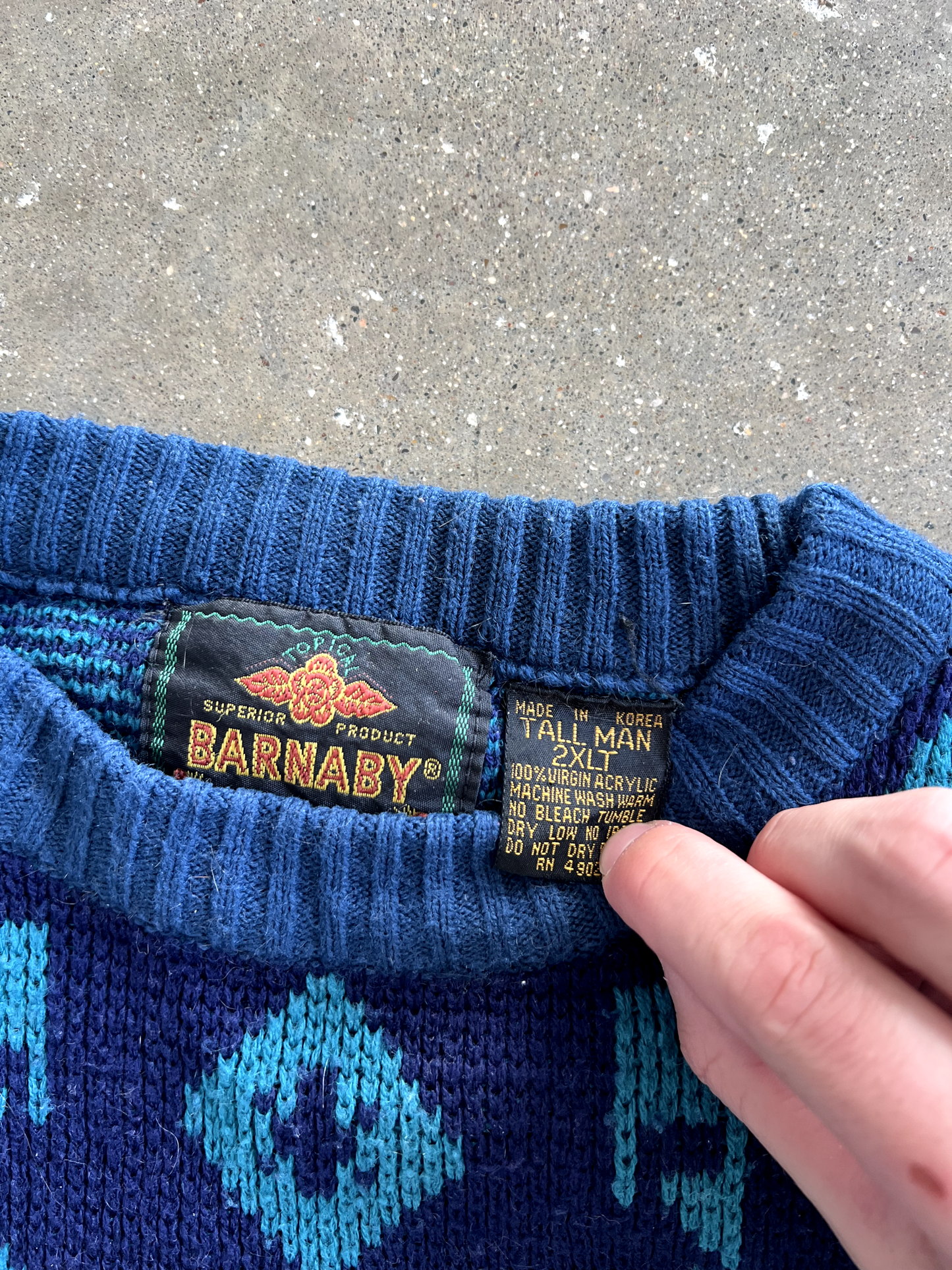 Vintage Blue Design Sweater - 2XLT