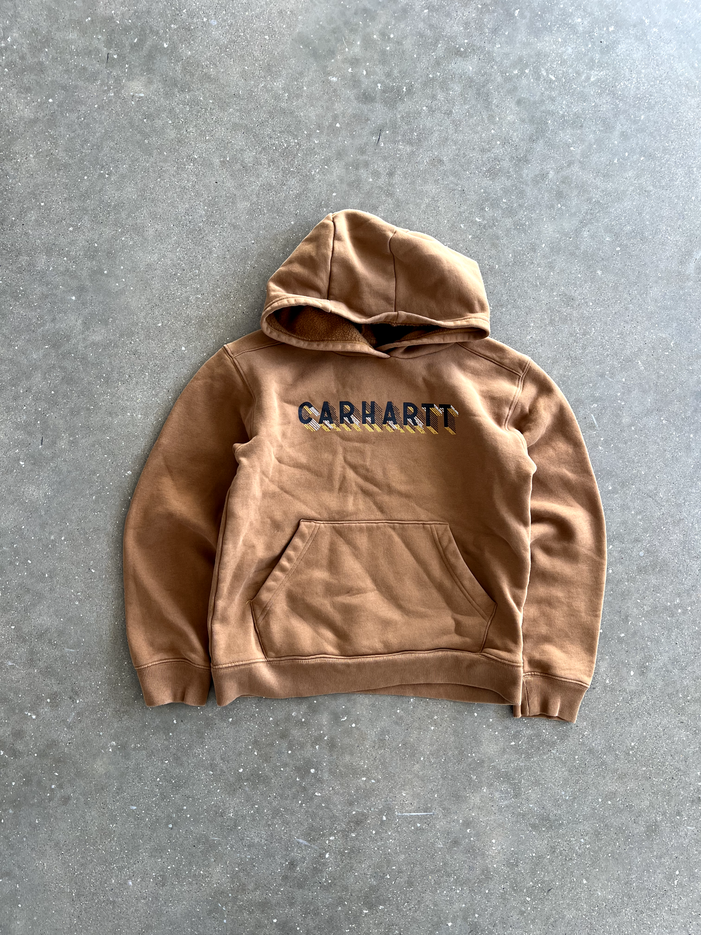 Vintage Tan Carhartt Spellout Hoodie - M