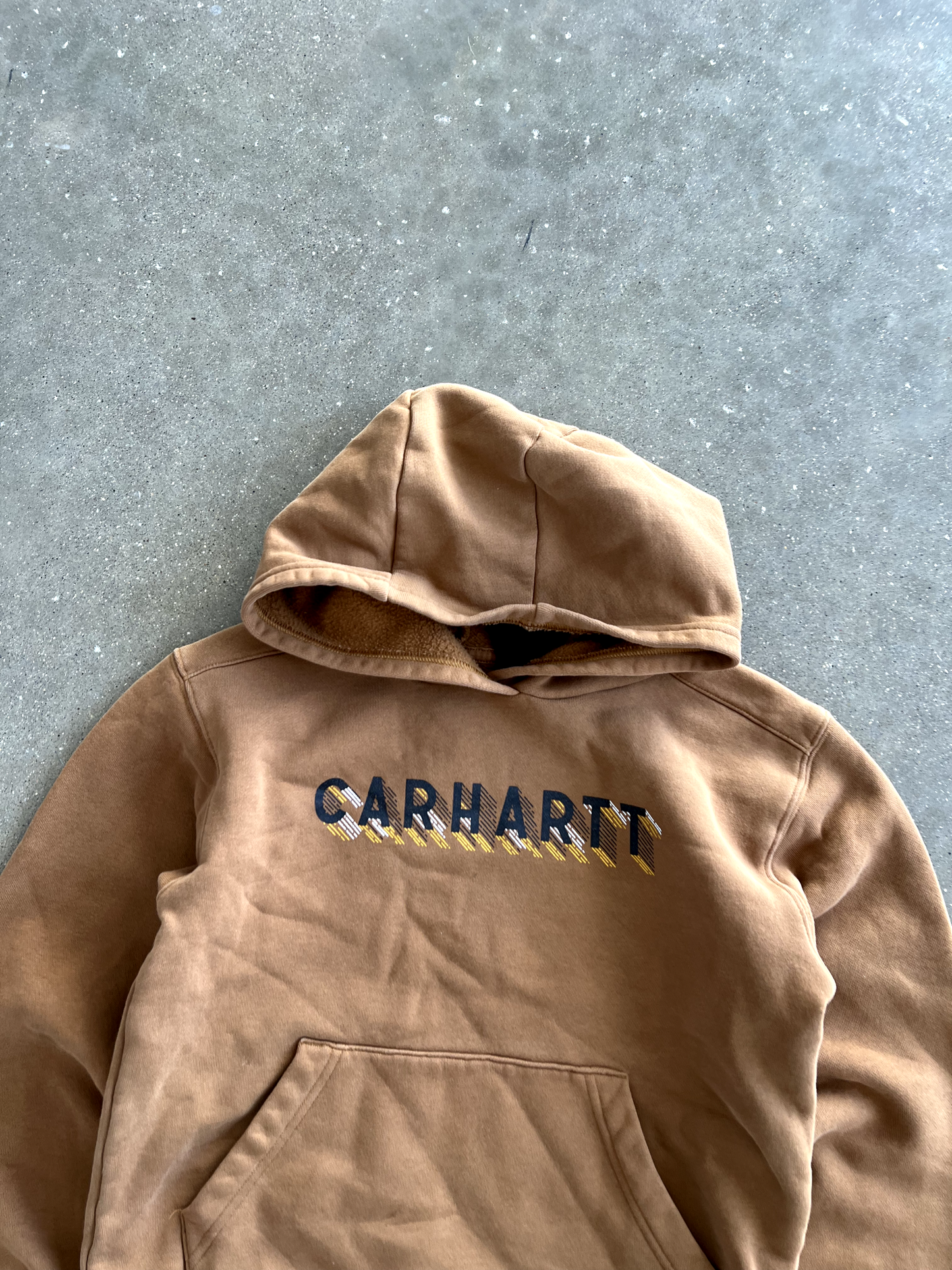 Vintage Tan Carhartt Spellout Hoodie - M