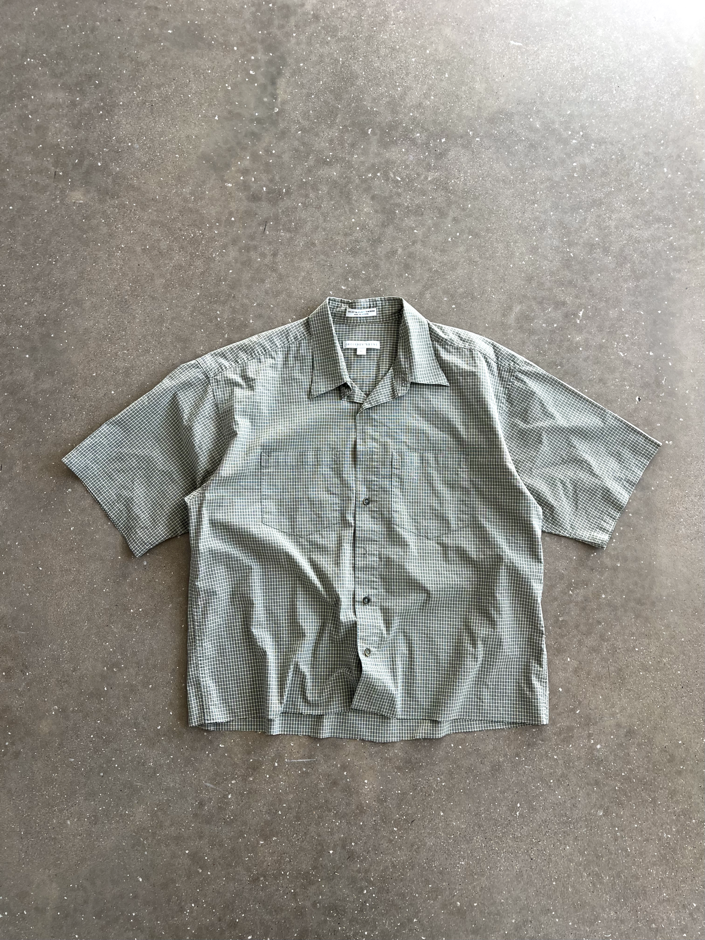 Vintage Green Striped Button Up - XL