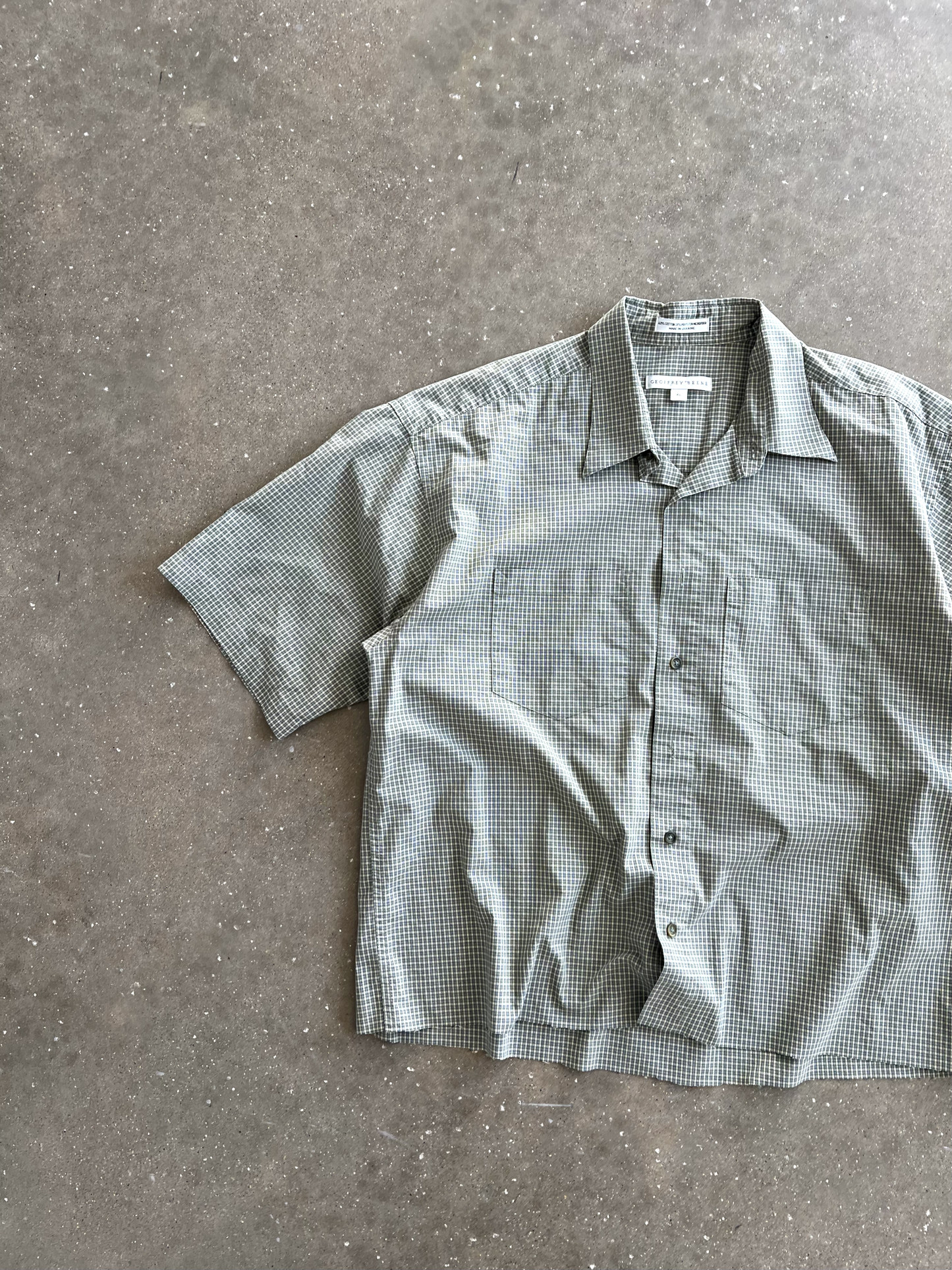 Vintage Green Striped Button Up - XL