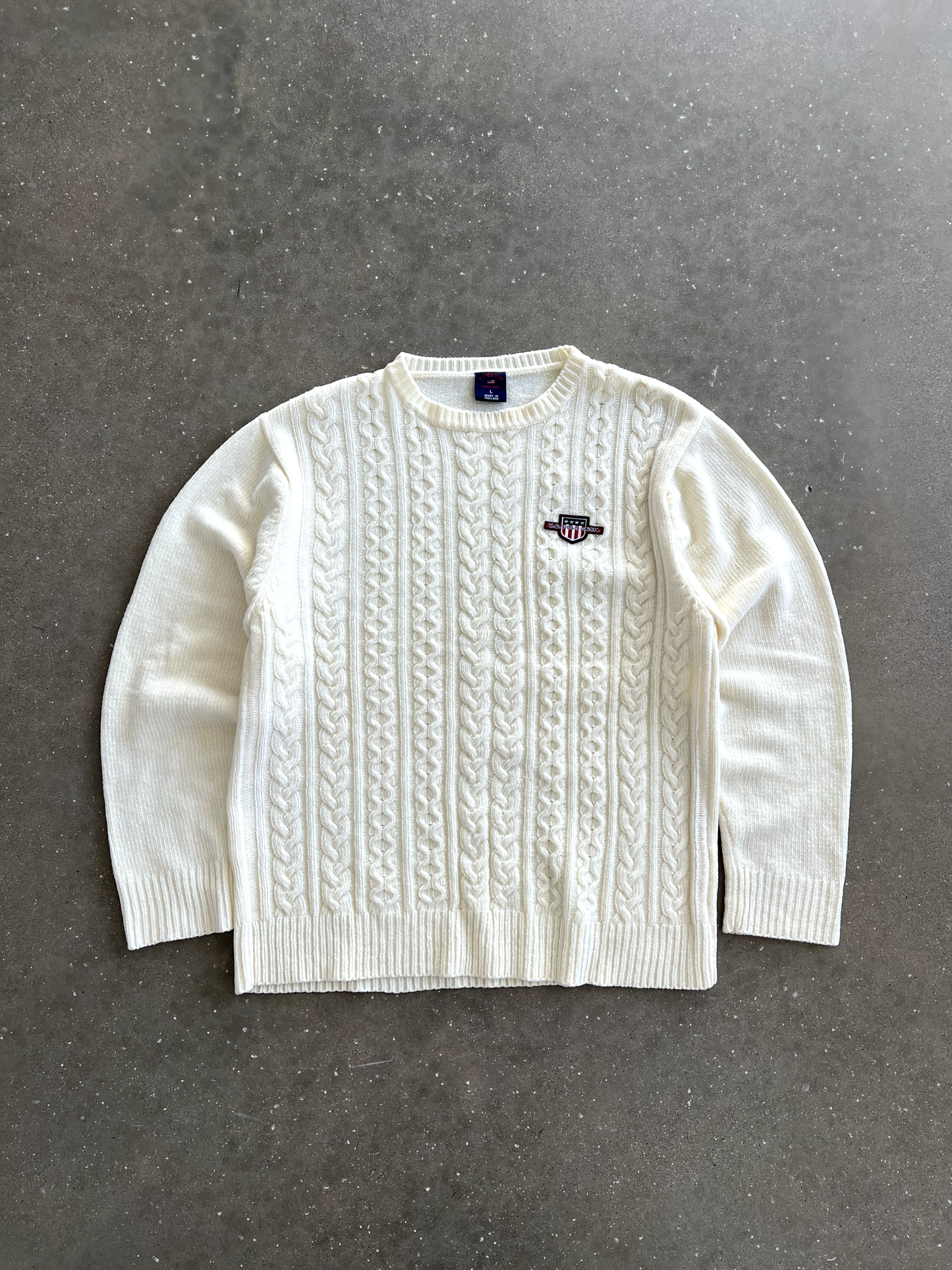 Vintage Cream Polo Sweater - L