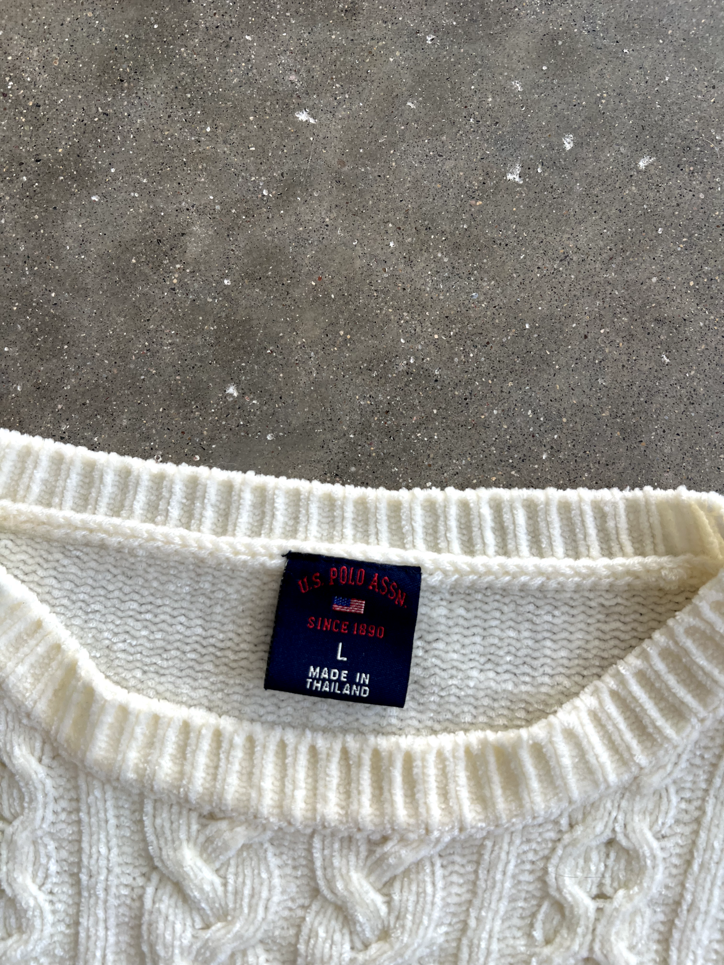 Vintage Cream Polo Sweater - L