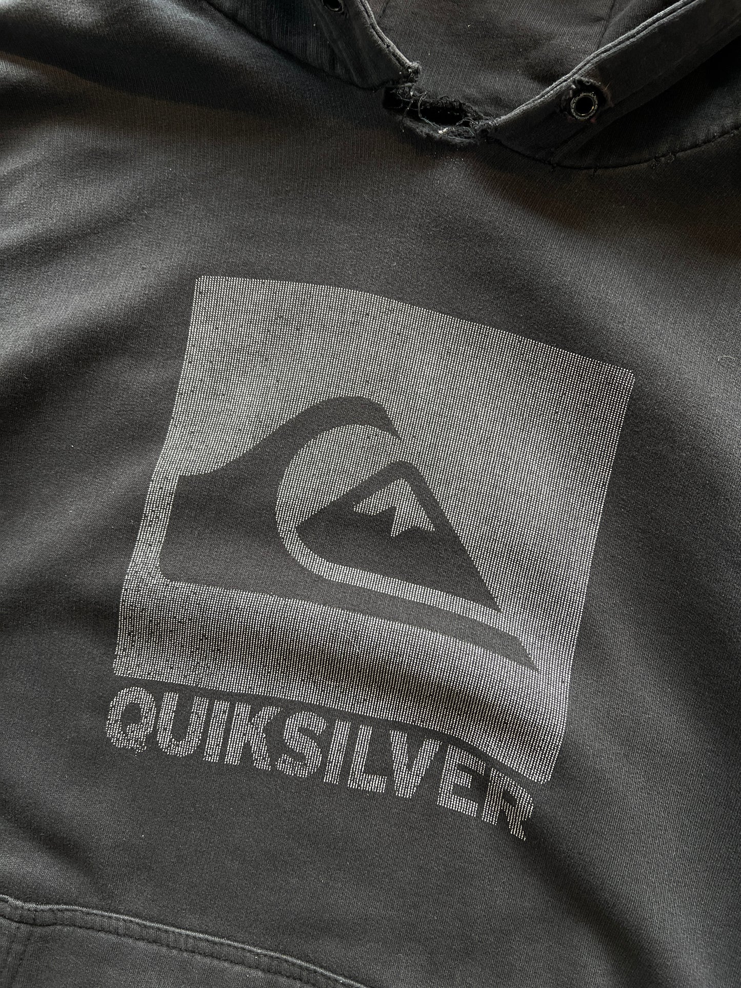 Vintage Black Quicksilver Spellout Hoodie - L