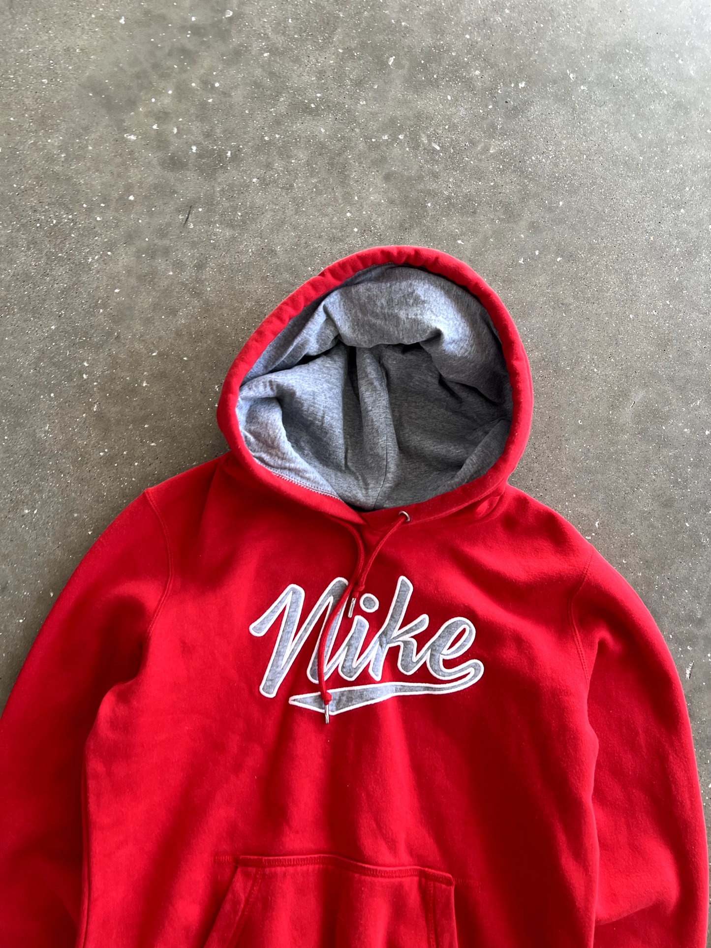 Vintage Red Nike Spellout Hoodie - S
