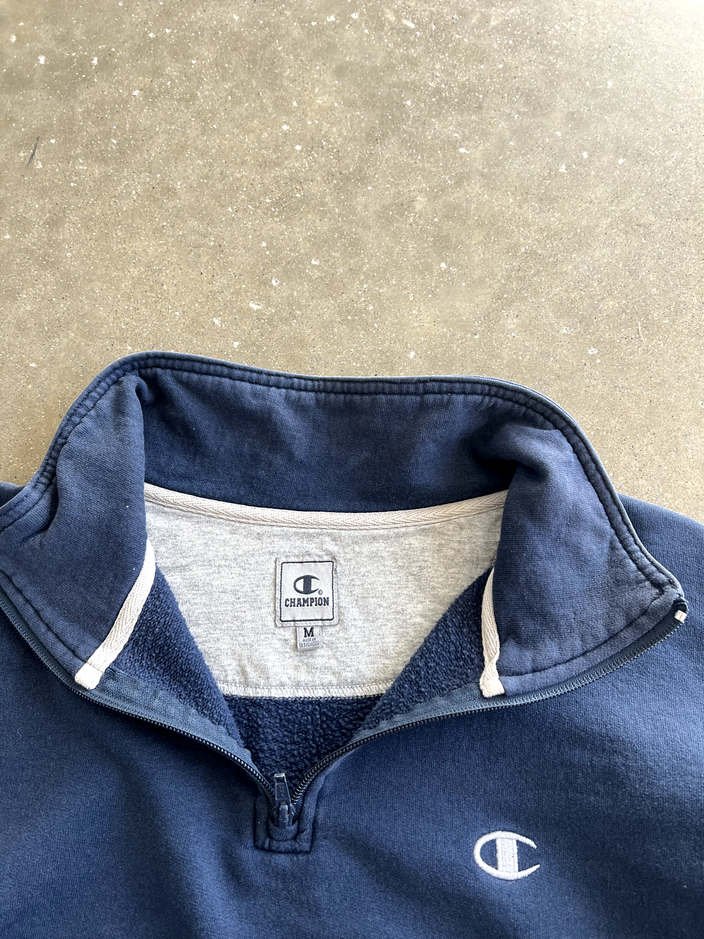 Vintage Navy Blue Champion Quarter Zip - M