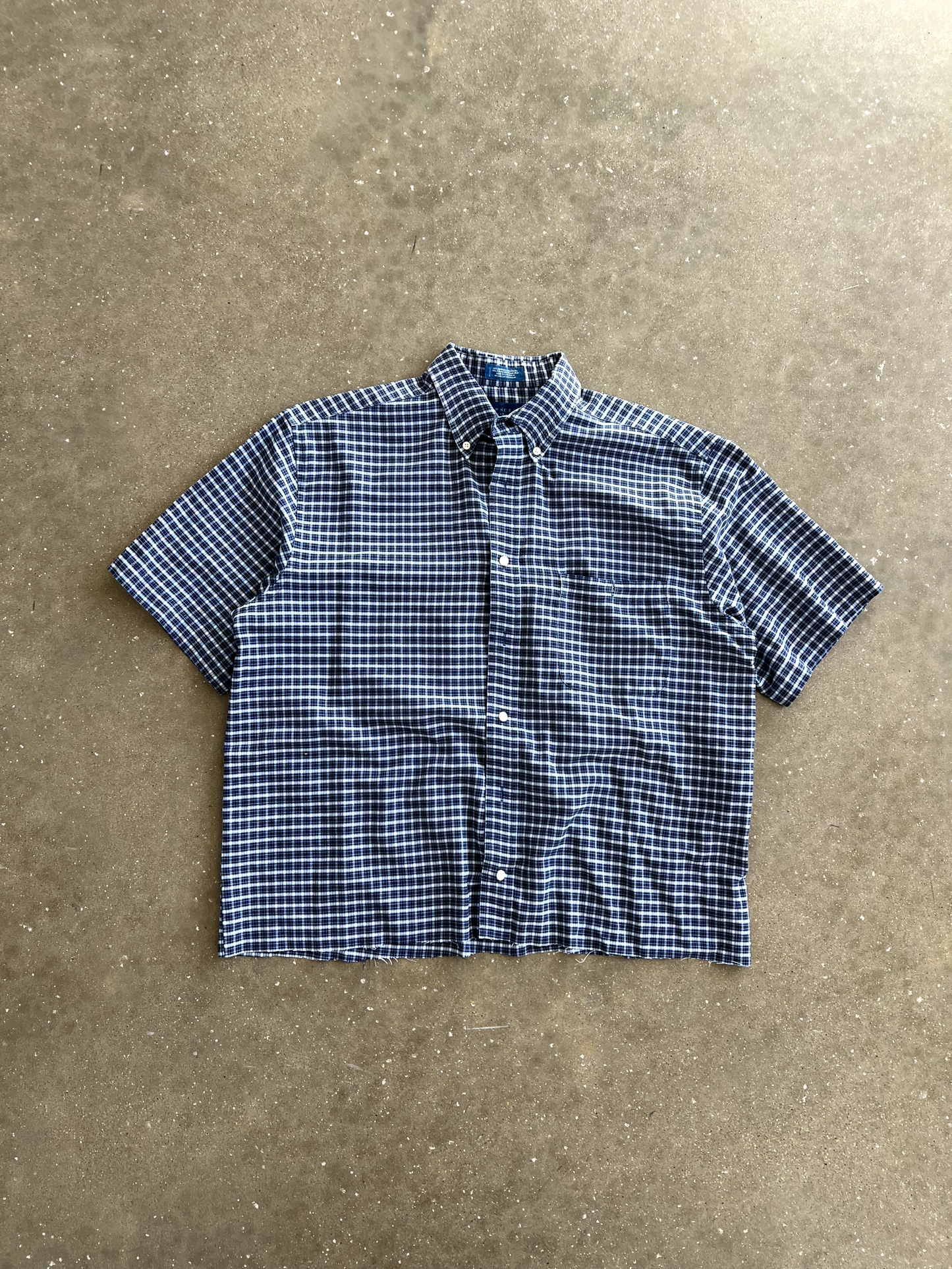 Vintage Navy Blue Striped Button Up - L
