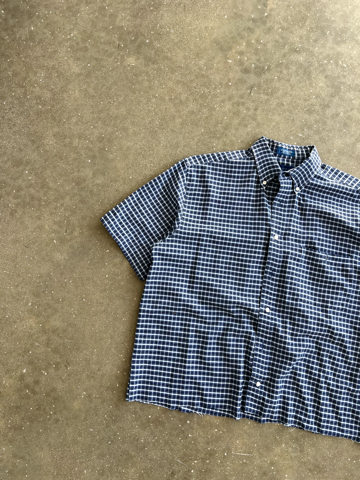 Vintage Navy Blue Striped Button Up - L