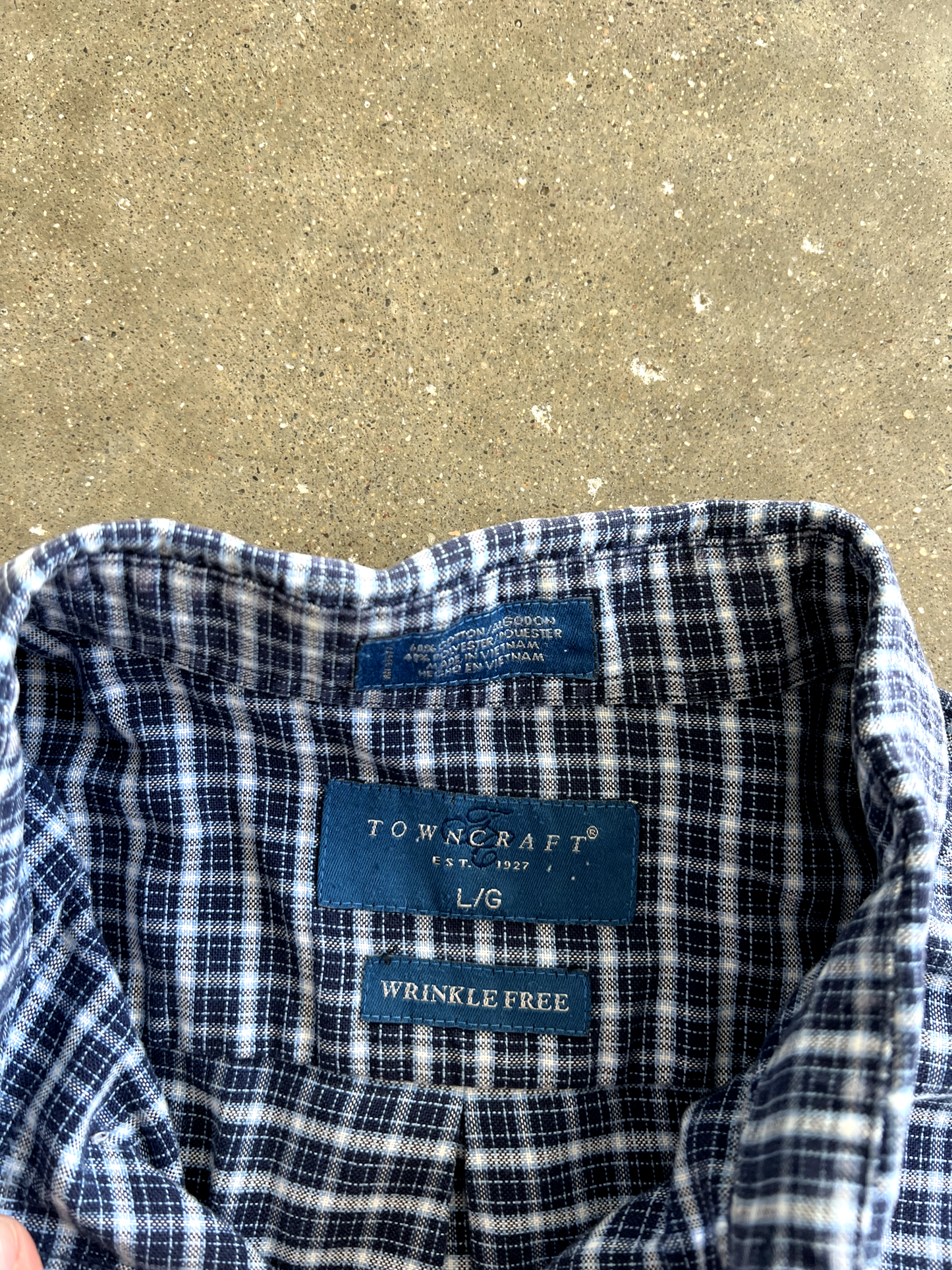 Vintage Navy Blue Striped Button Up - L