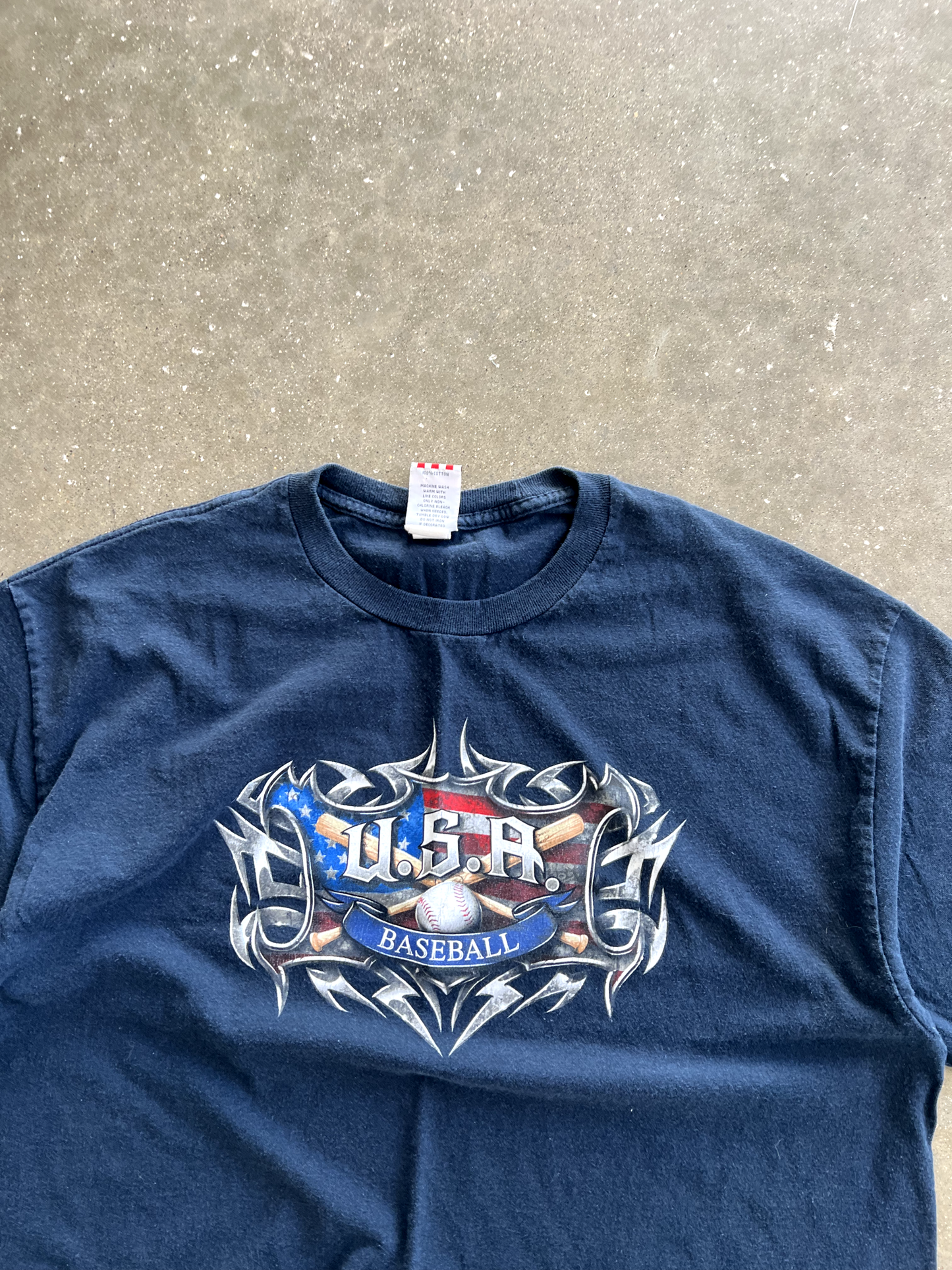 Vintage Navy Blue Baseball Graphic - XL
