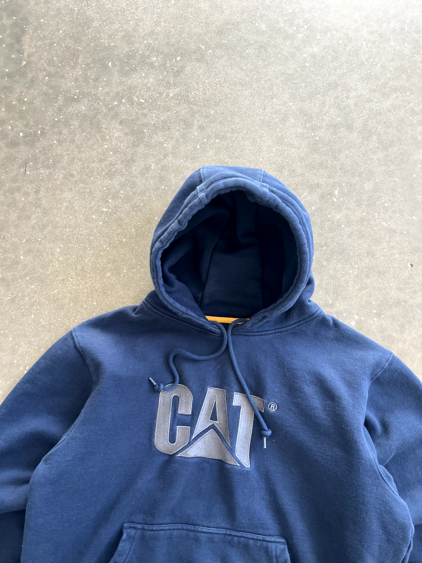 Vintage Navy Blue CAT Hoodie - L