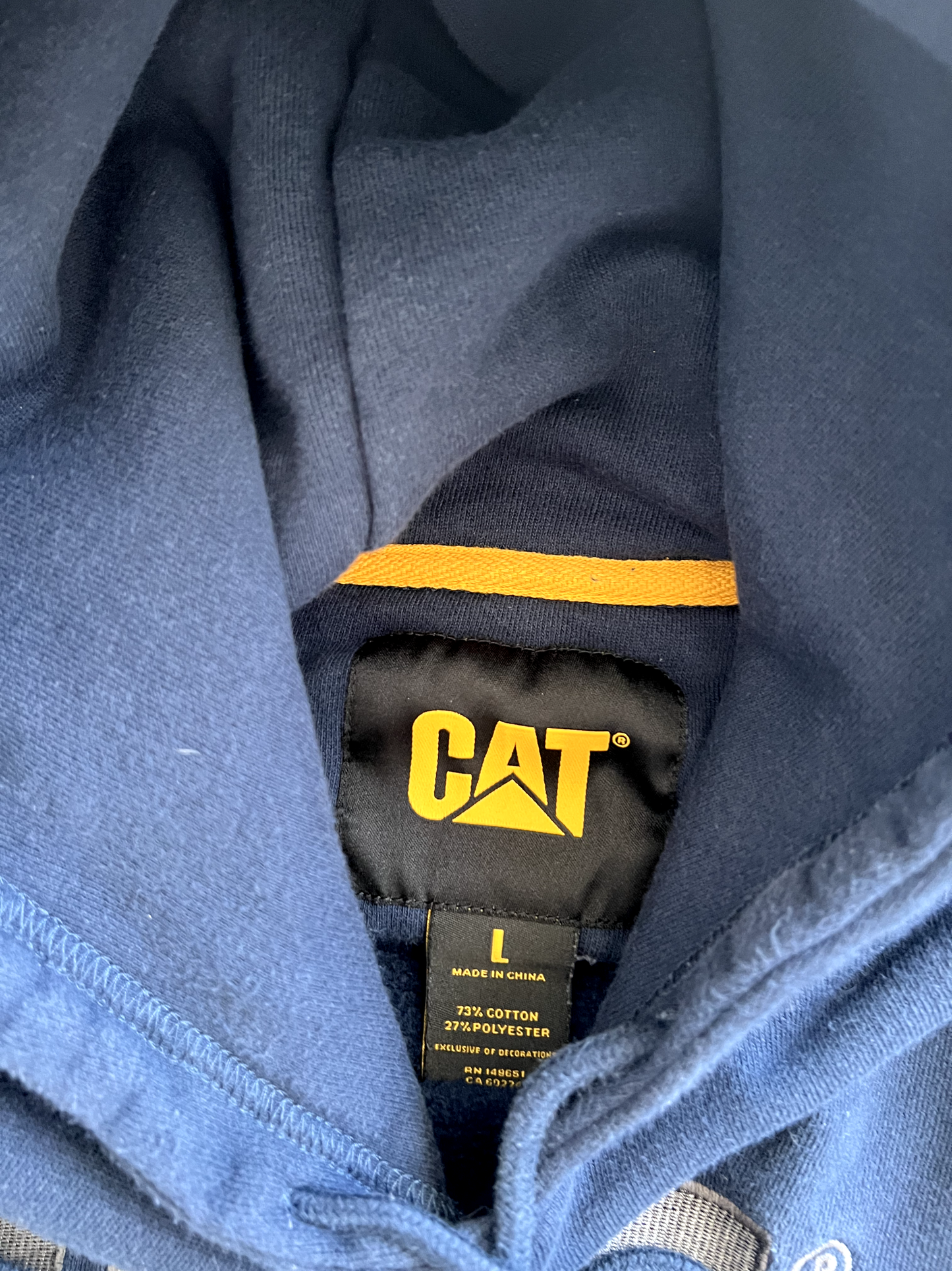 Vintage Navy Blue CAT Hoodie - L