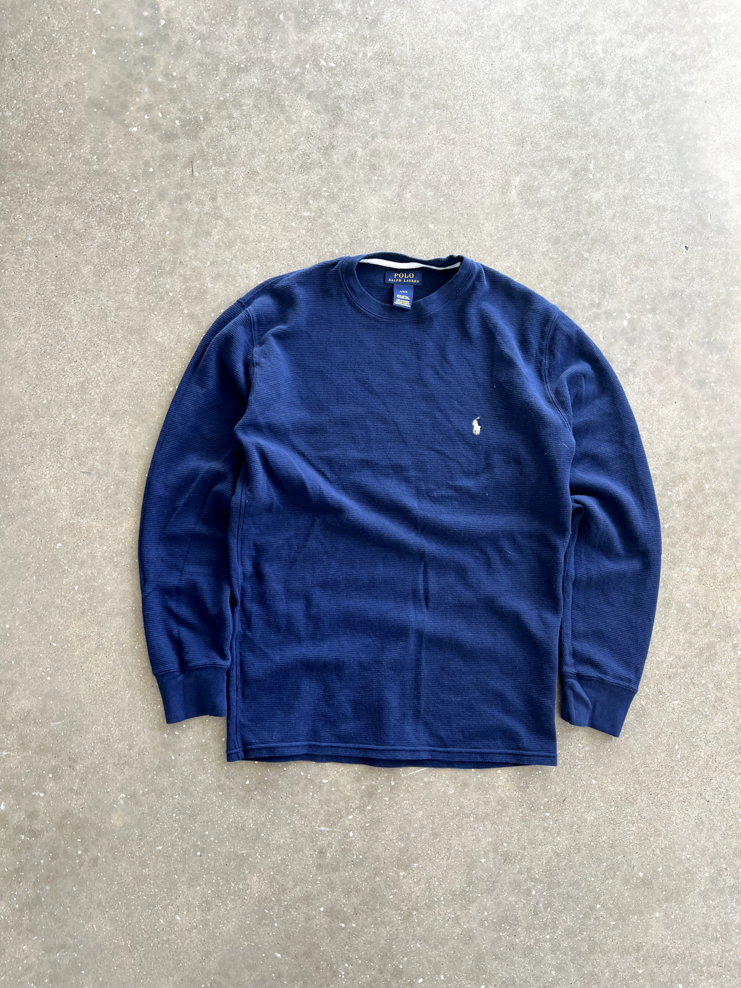 Vintage Navy Blue Polo Long Sleeve - L