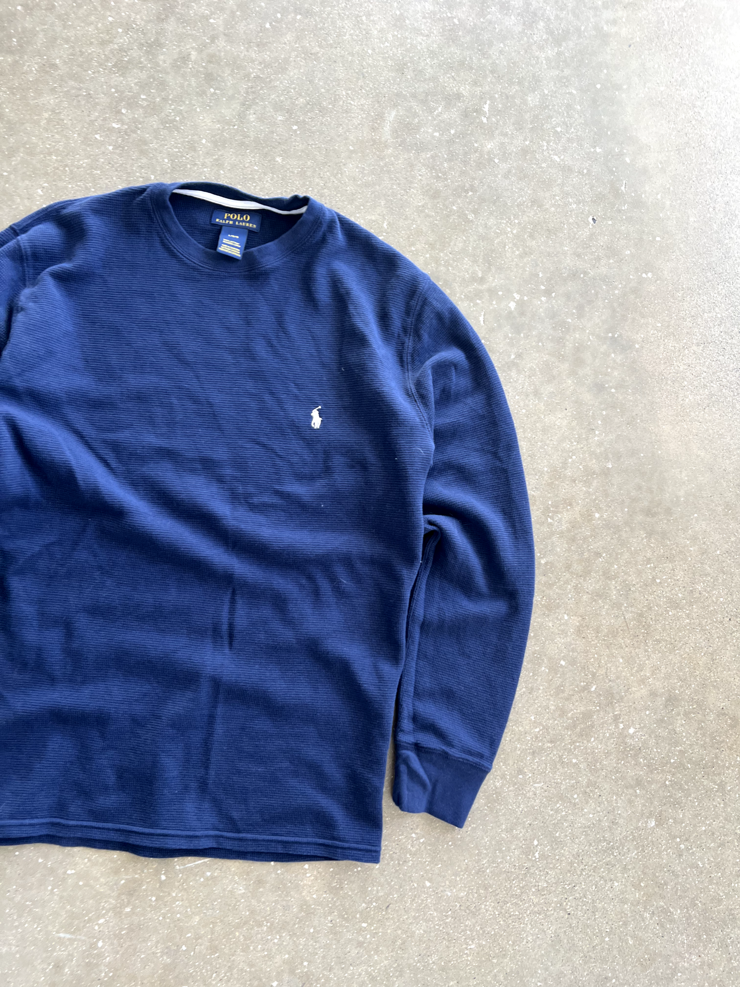 Vintage Navy Blue Polo Long Sleeve - L