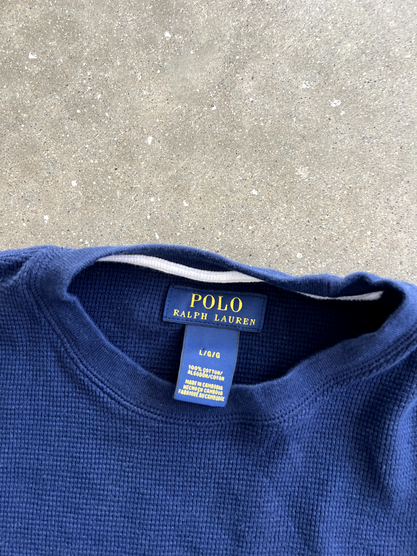 Vintage Navy Blue Polo Long Sleeve - L