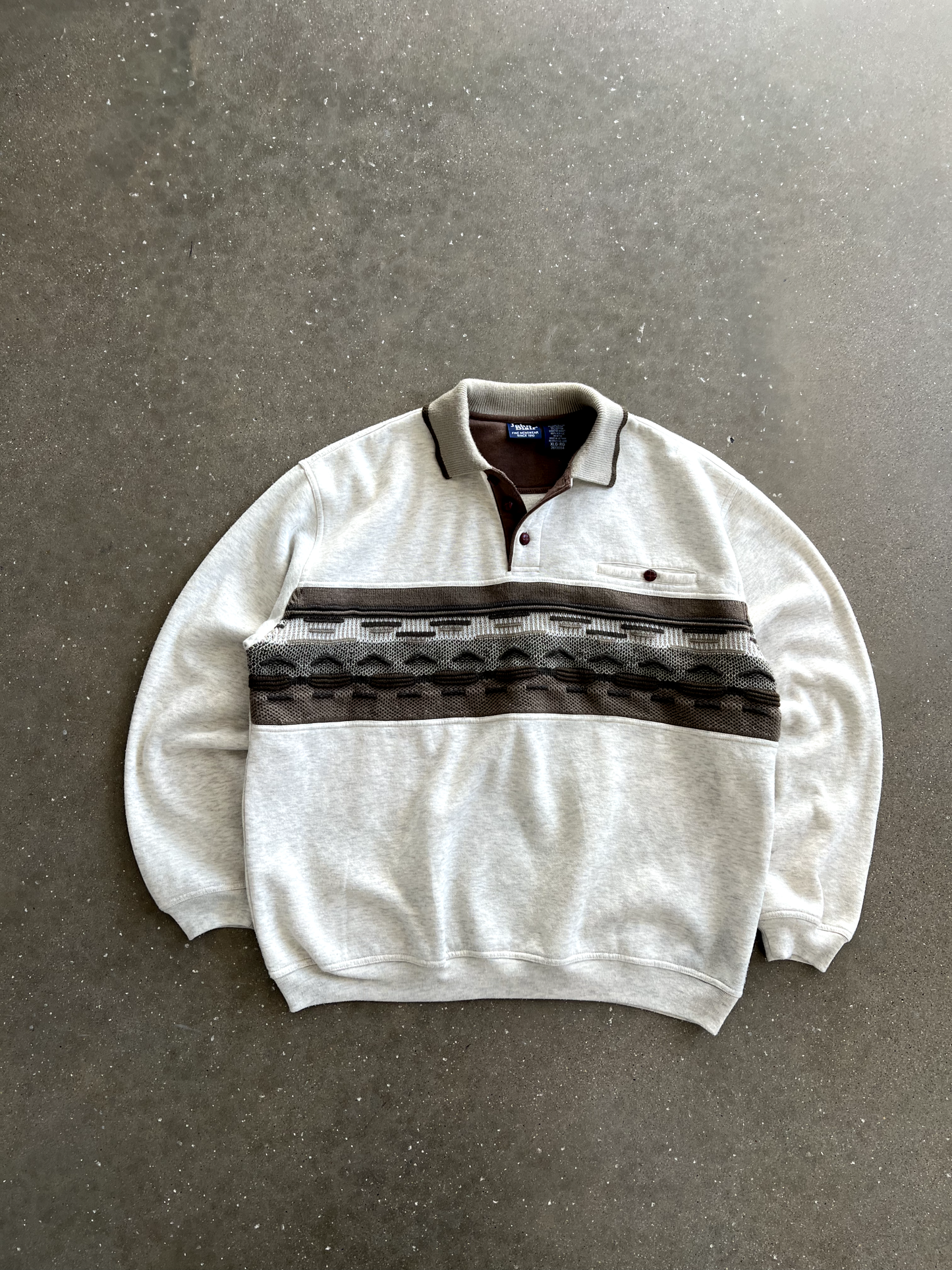 Vintage Cream Striped Sweater - XL