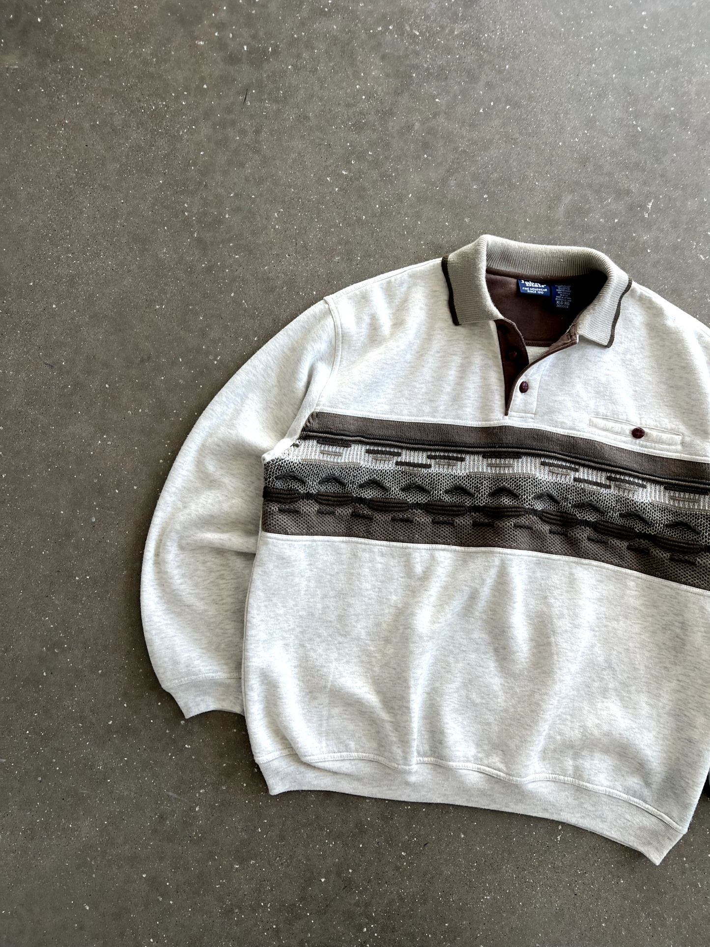 Vintage Cream Striped Sweater - XL