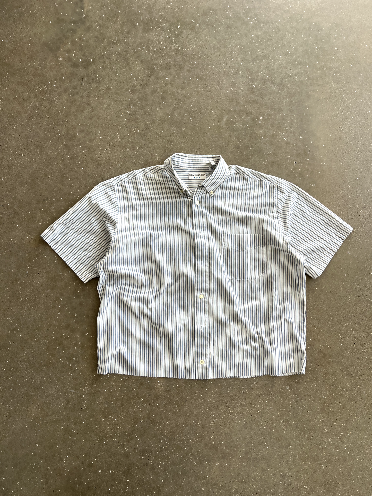 Vintage White Striped Button Up - L