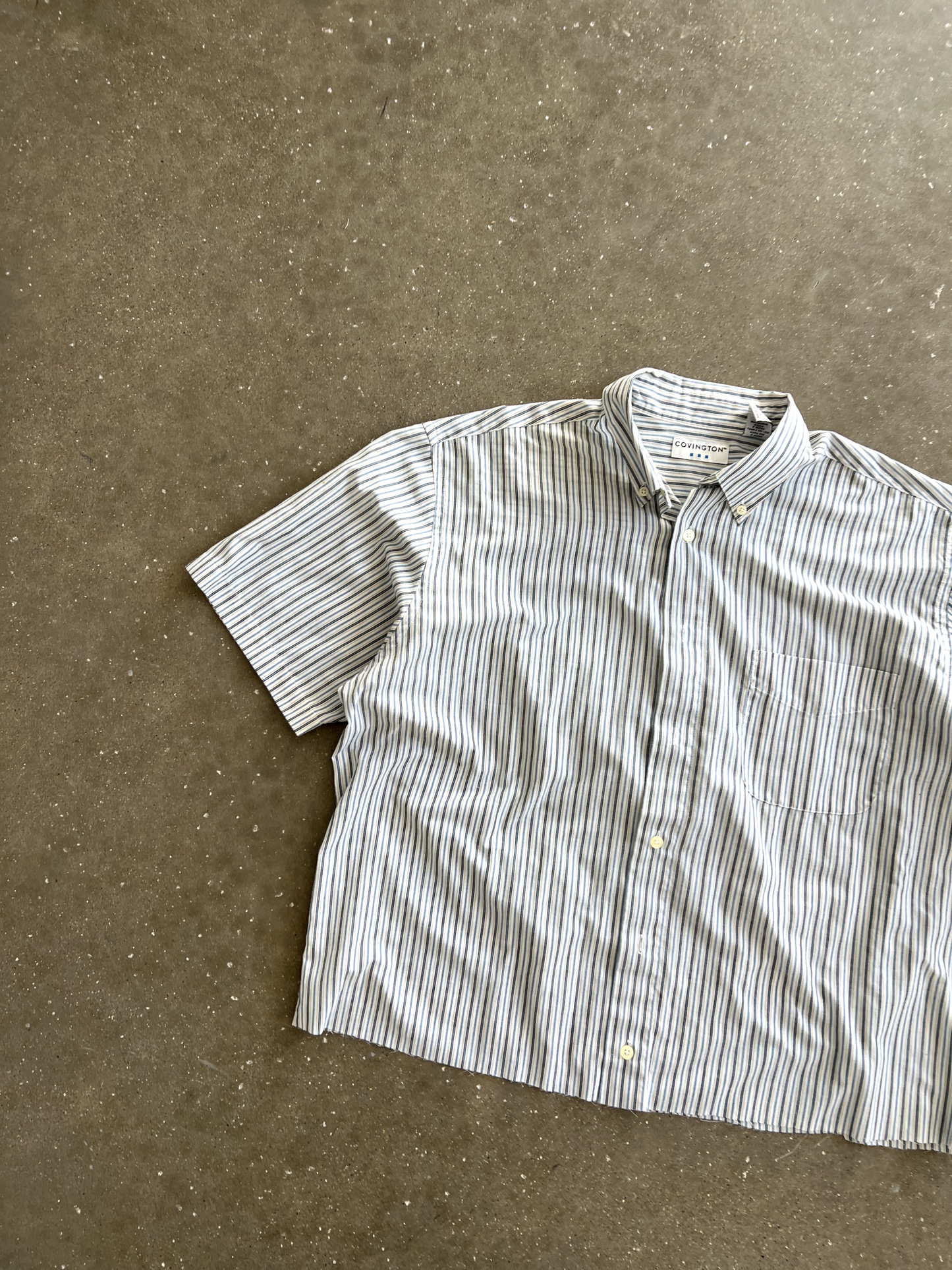 Vintage White Striped Button Up - L