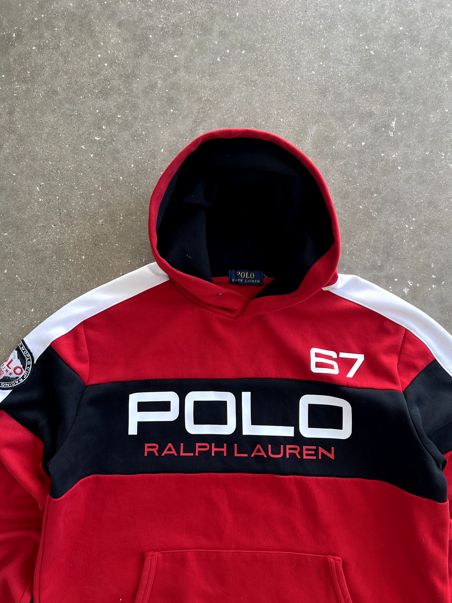 Vintage Polo Spellout Hoodie - L