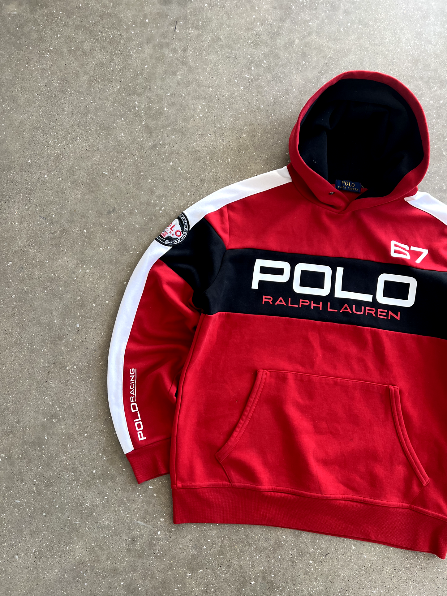 Vintage Polo Spellout Hoodie - L