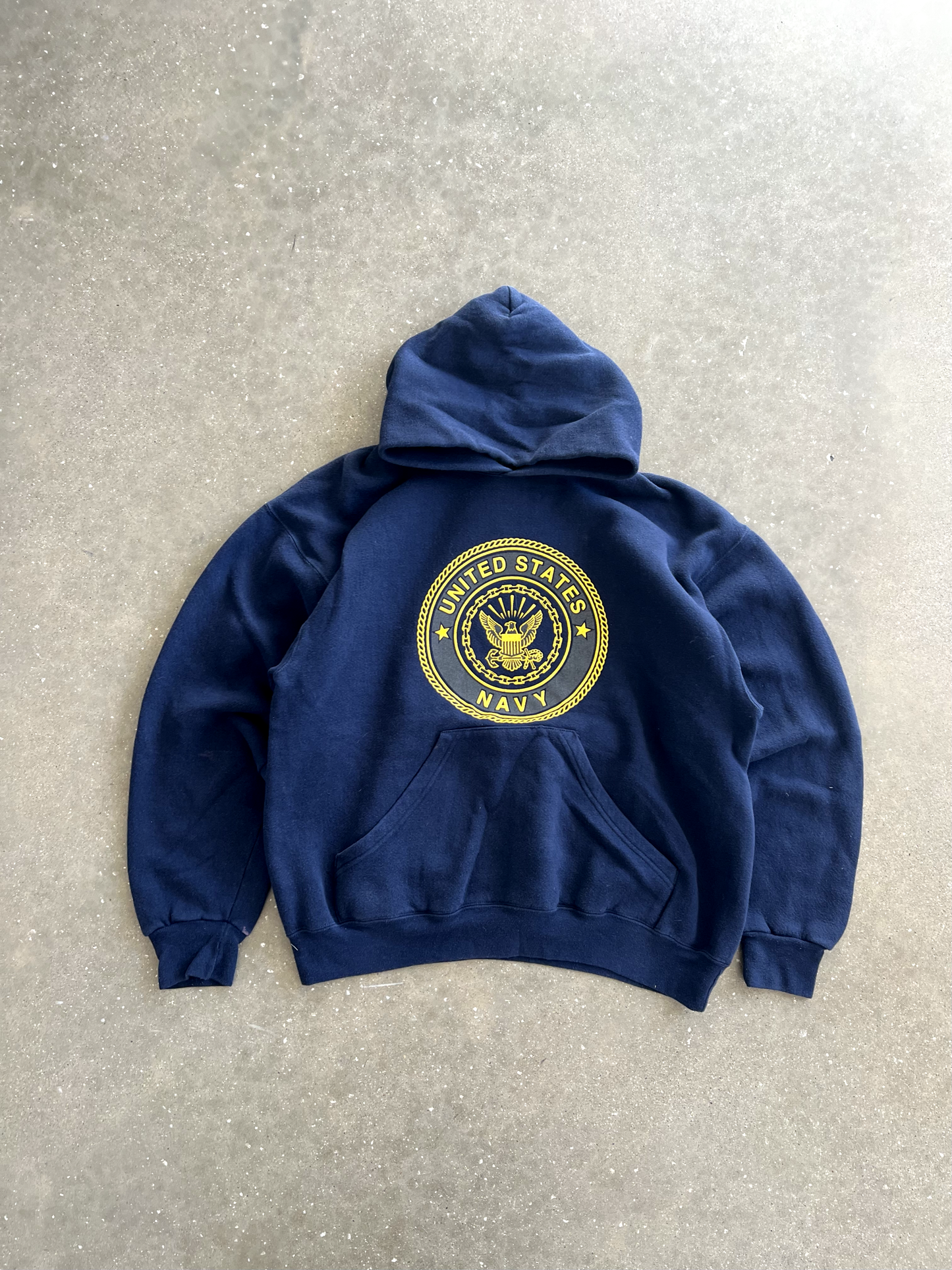 Vintage Navy Blue Navy Hoodie - L
