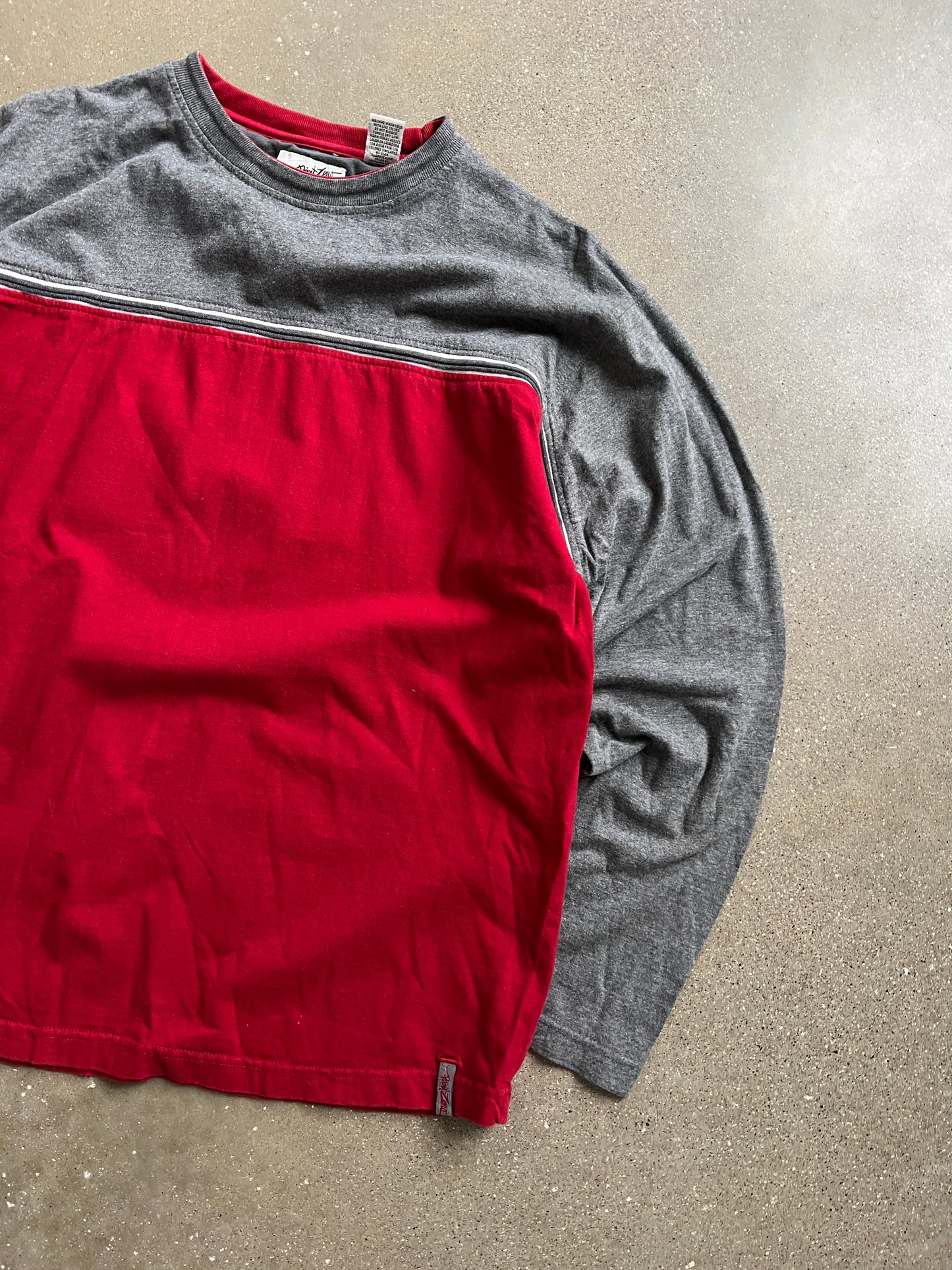 Vintage Gravel Grey Red Stripped Shirt - L