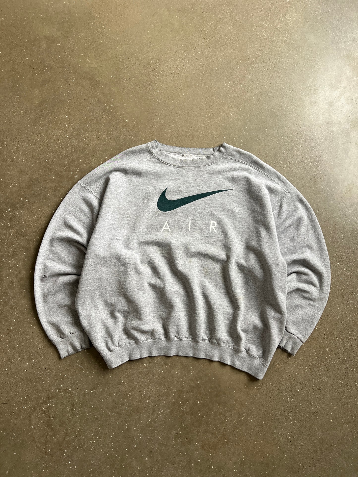 Vintage Heather Grey Nike Swoosh Crew - XL
