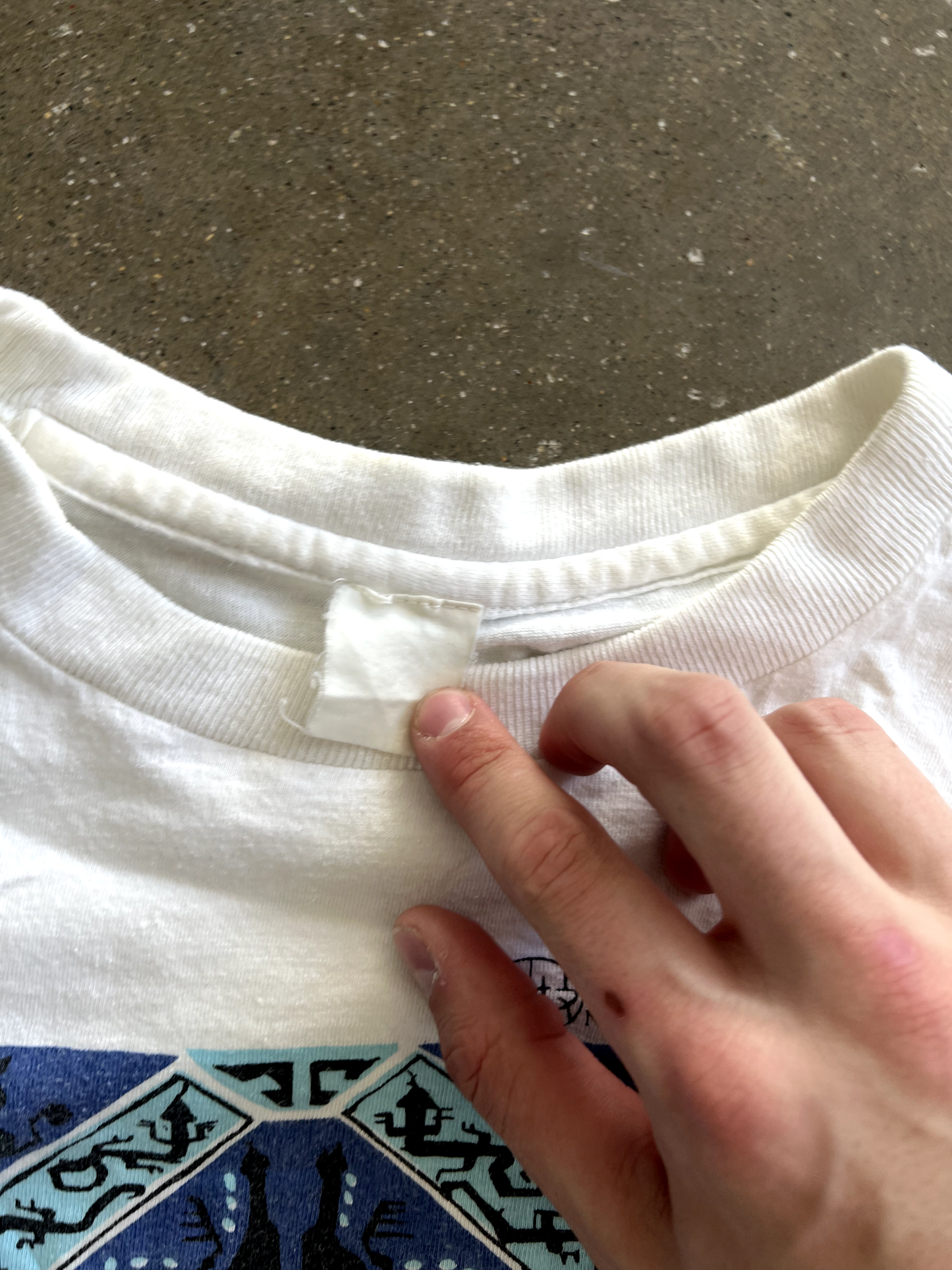 Vintage White Striped Graphic Tee - S