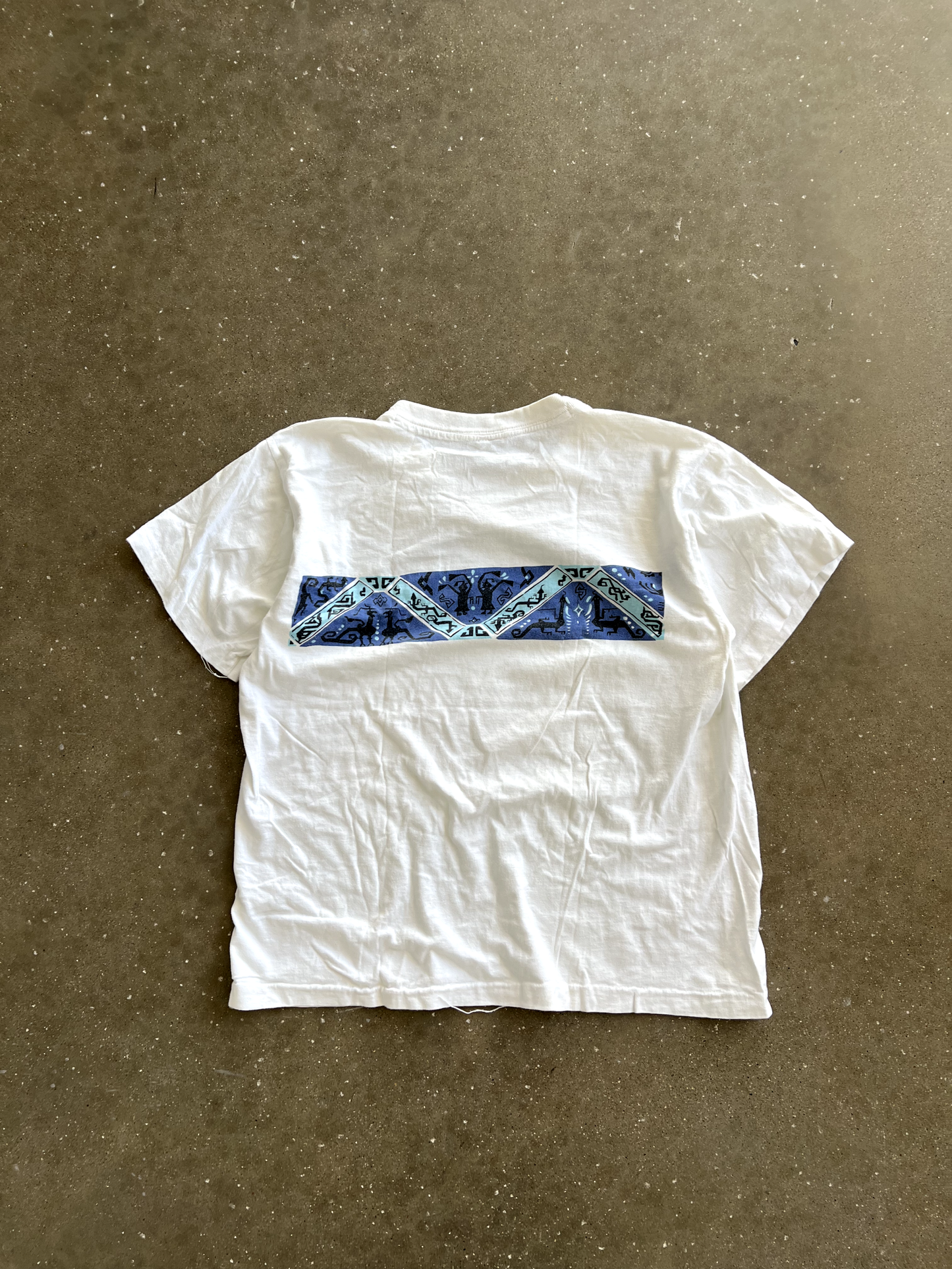Vintage White Striped Graphic Tee - S