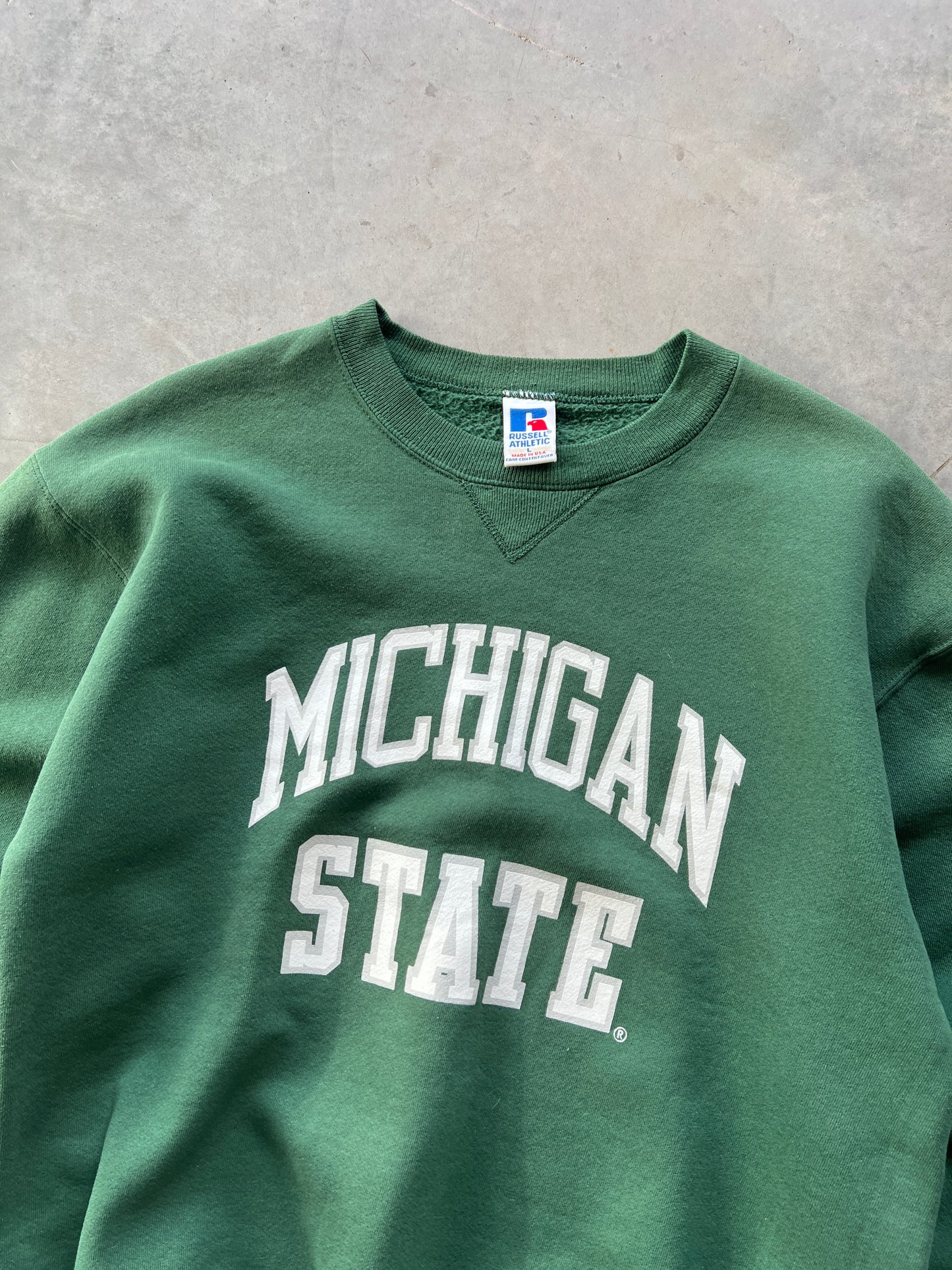 Vintage Green Michigan State Crew - L