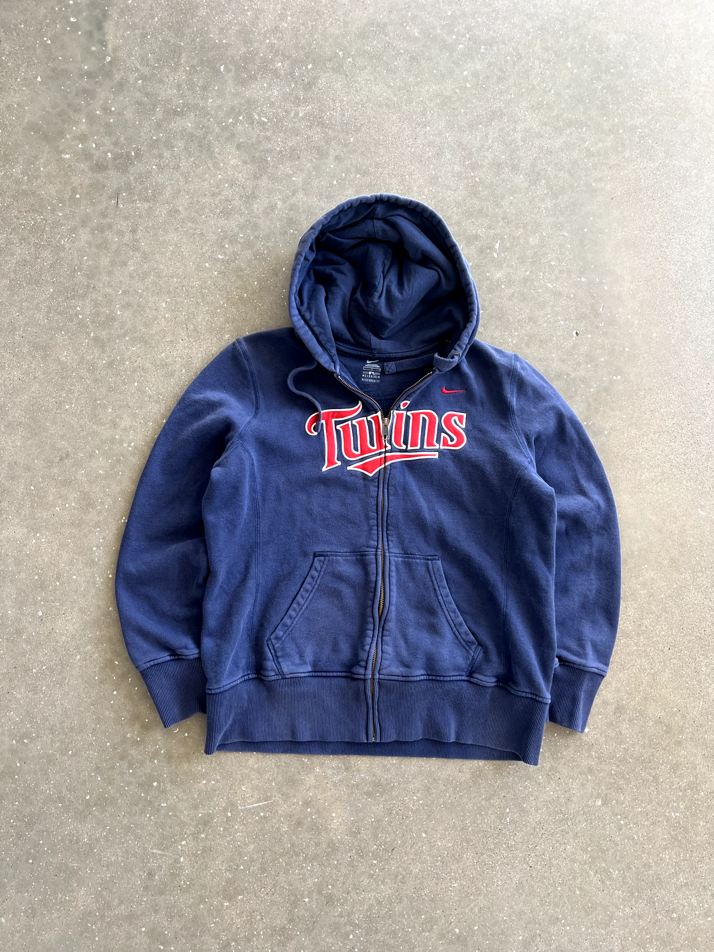 Vintage Navy Blue Zip Up Hoodie - L