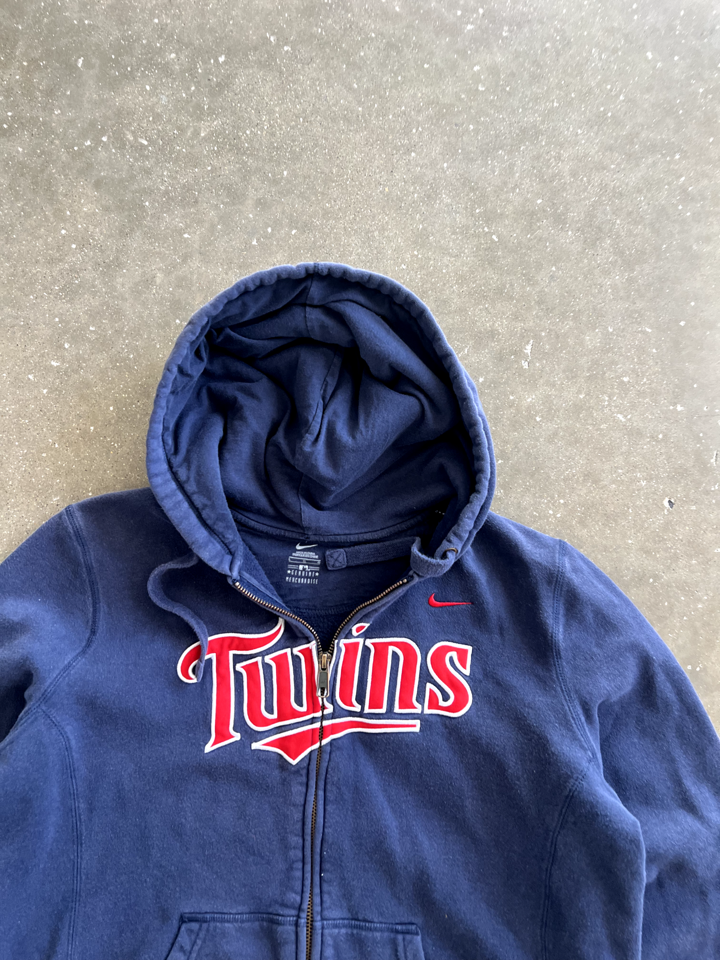 Vintage Navy Blue Zip Up Hoodie - L