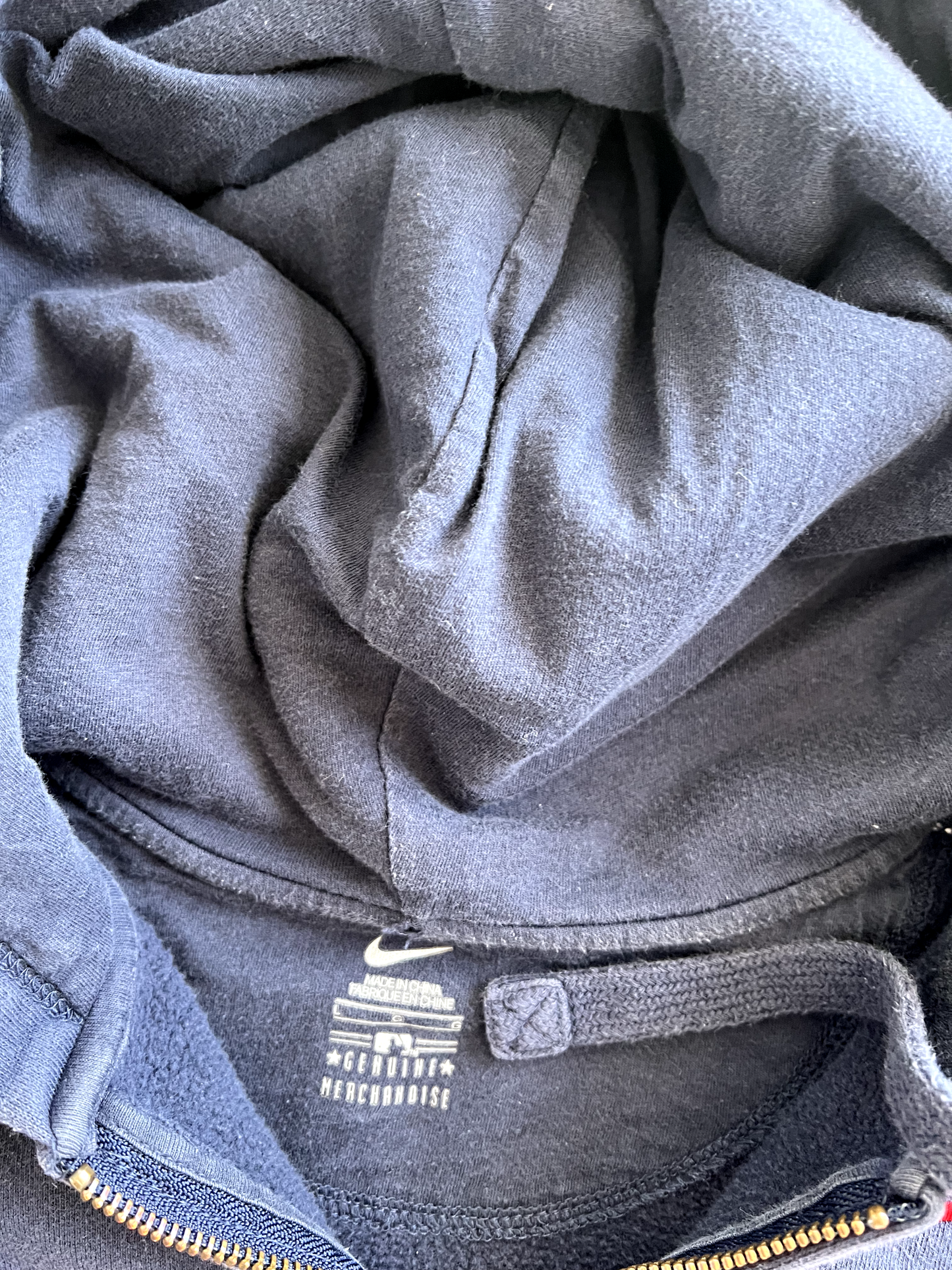 Vintage Navy Blue Zip Up Hoodie - L