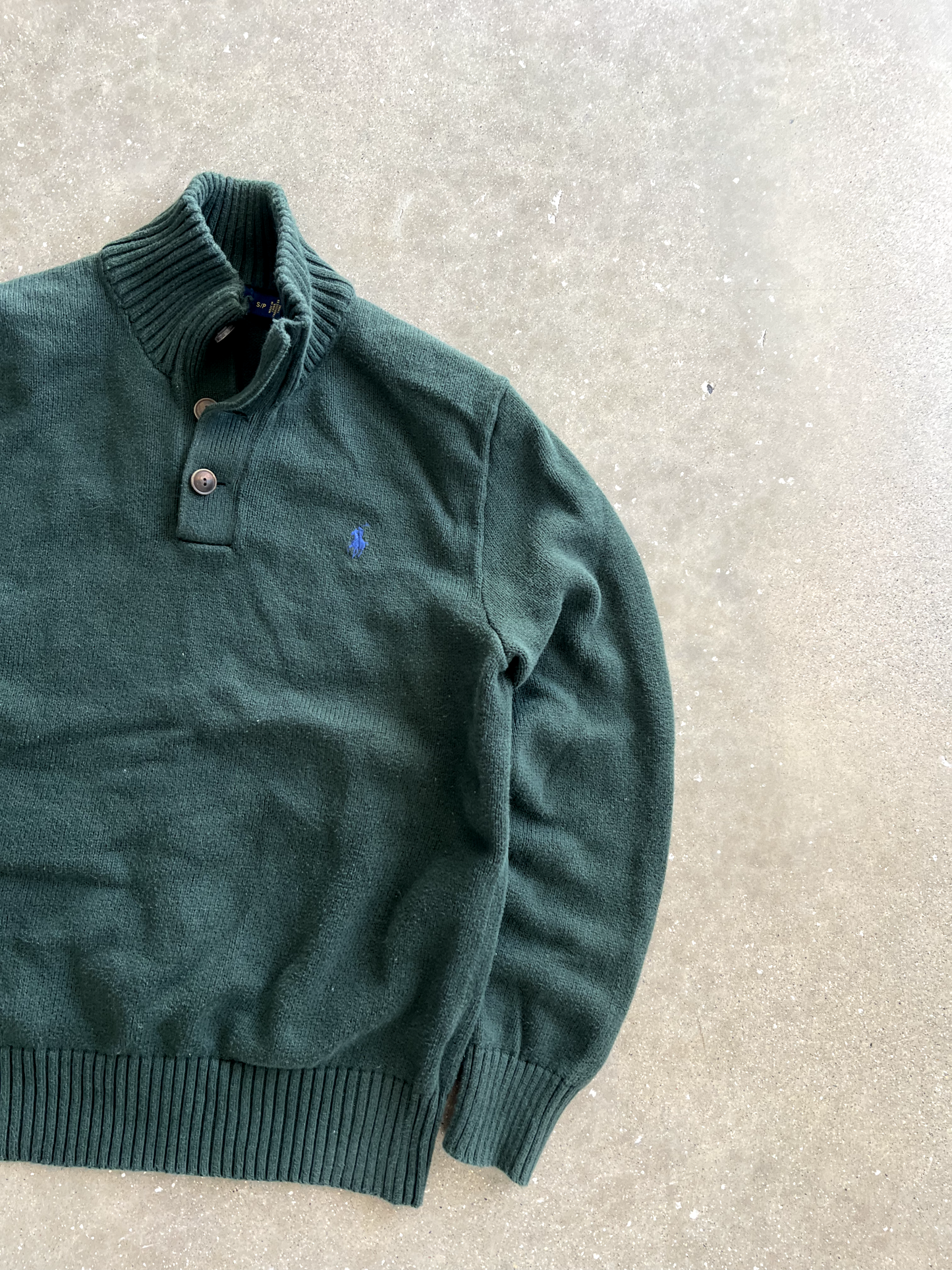 Vintage Green Polo Quarter Zip - S