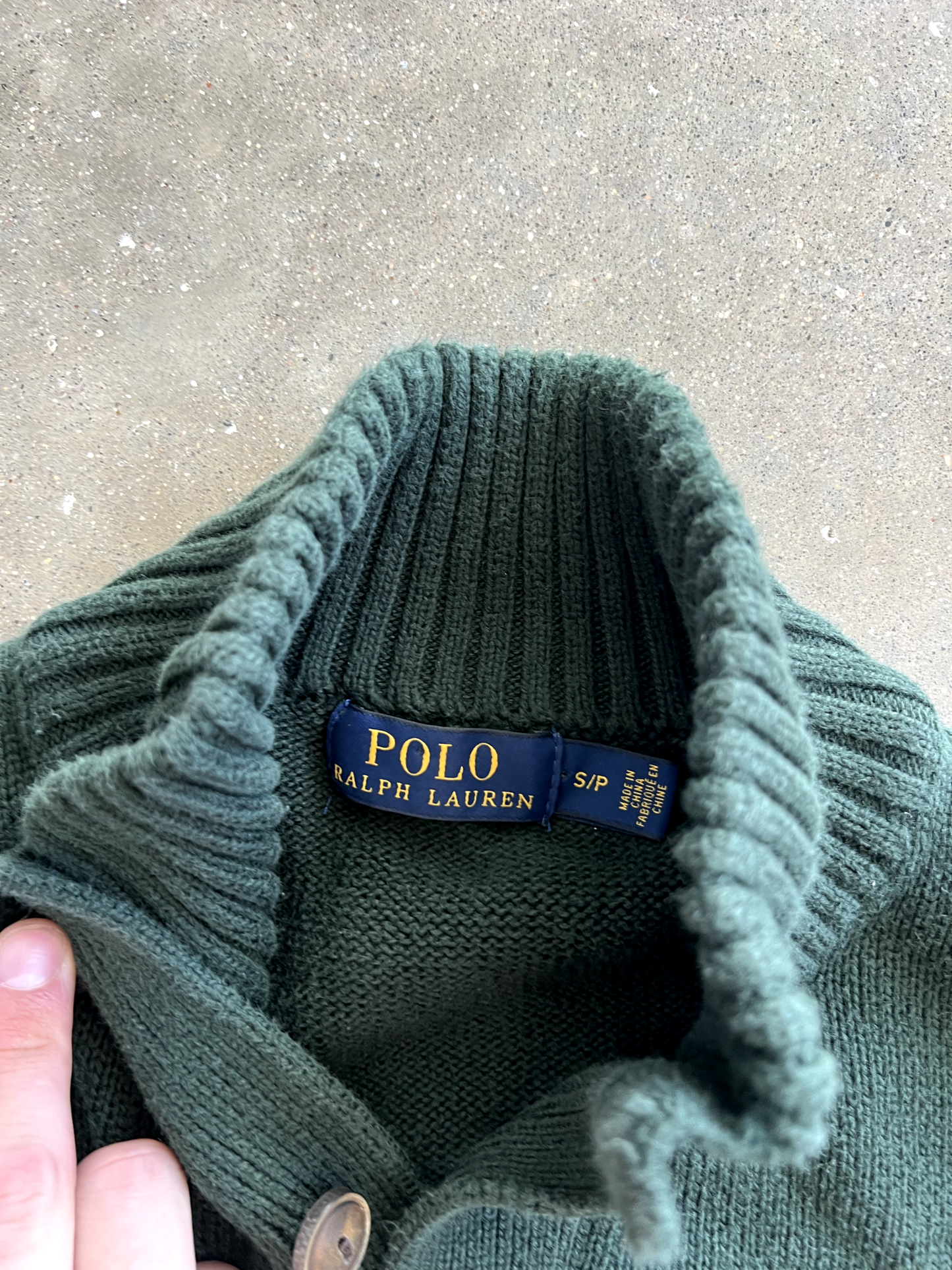 Vintage Green Polo Quarter Zip - S