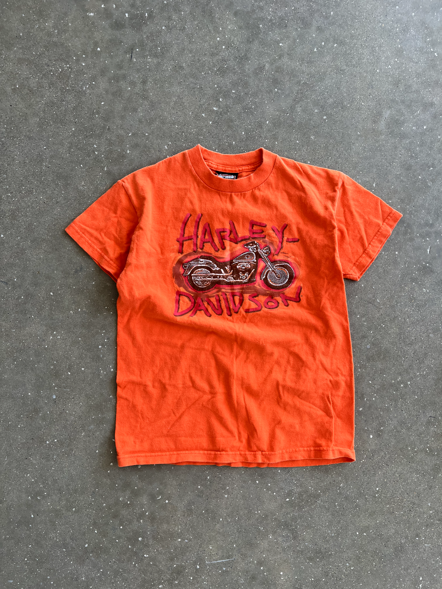 Vintage Orange Harley Davison Tee - M