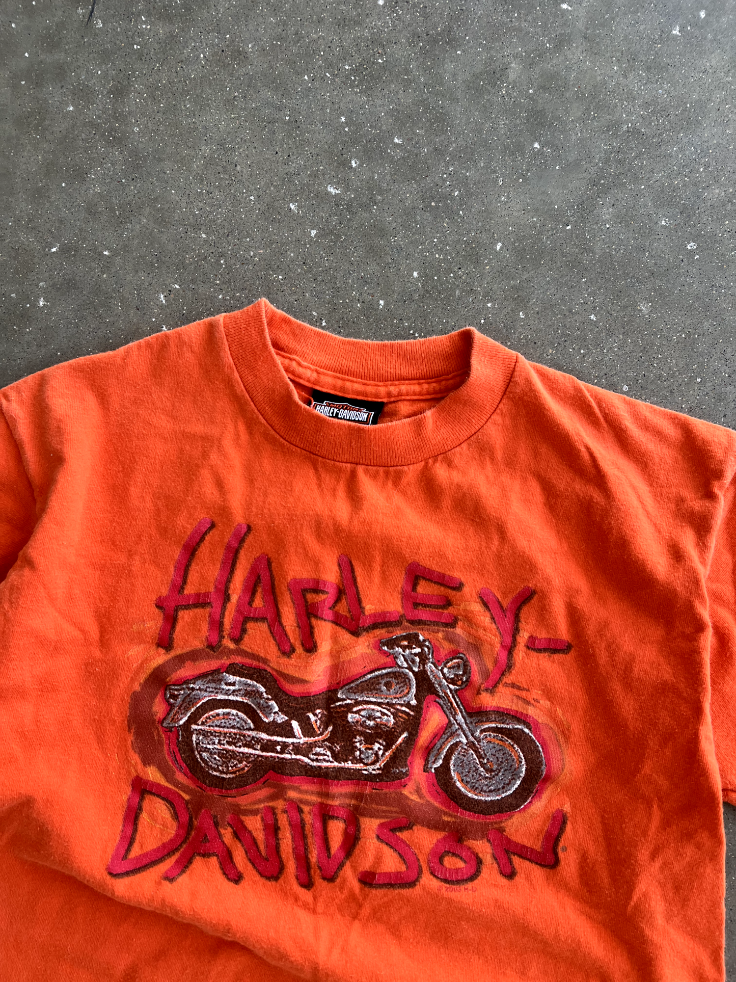 Vintage Orange Harley Davison Tee - M
