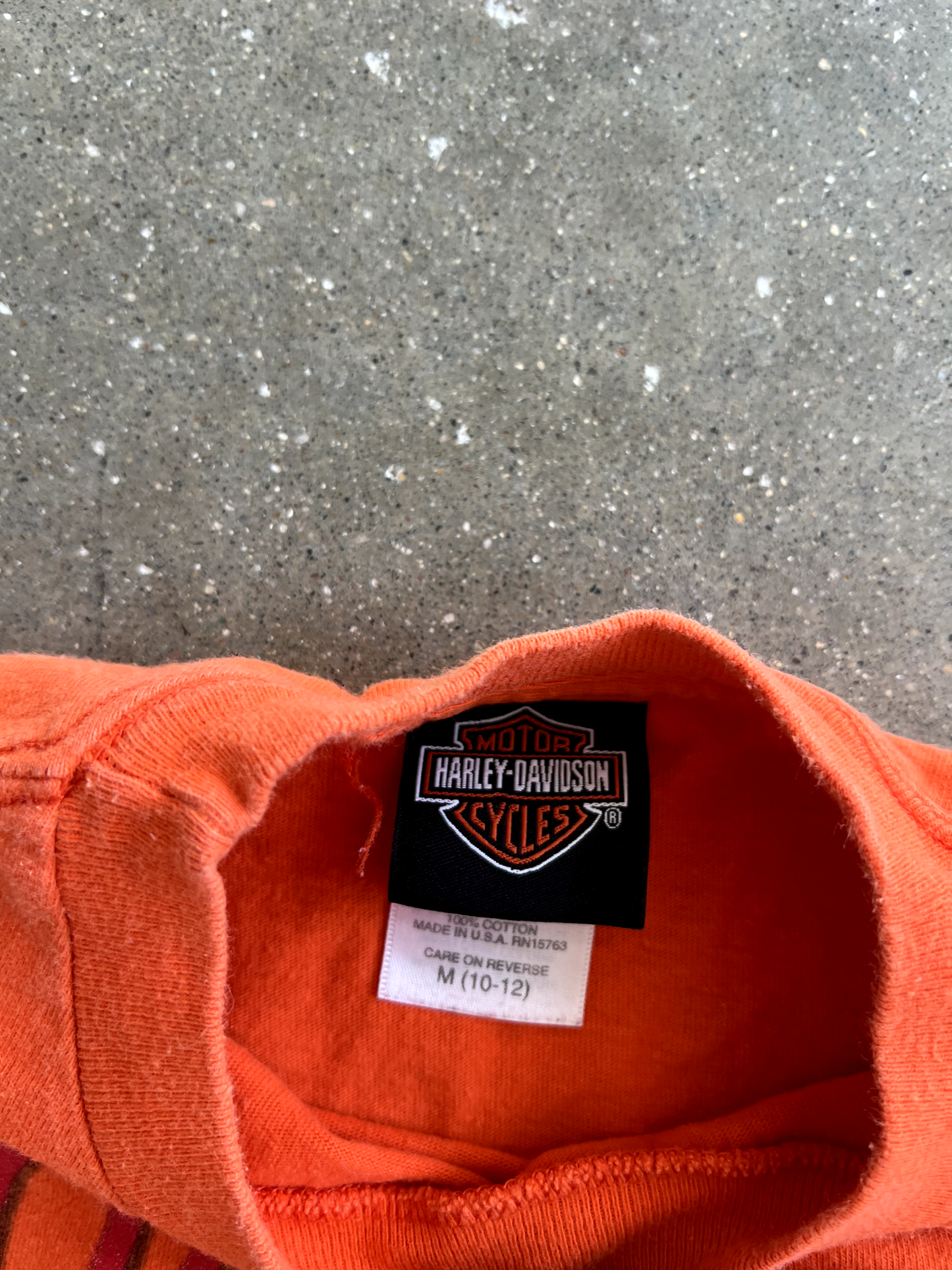 Vintage Orange Harley Davison Tee - M