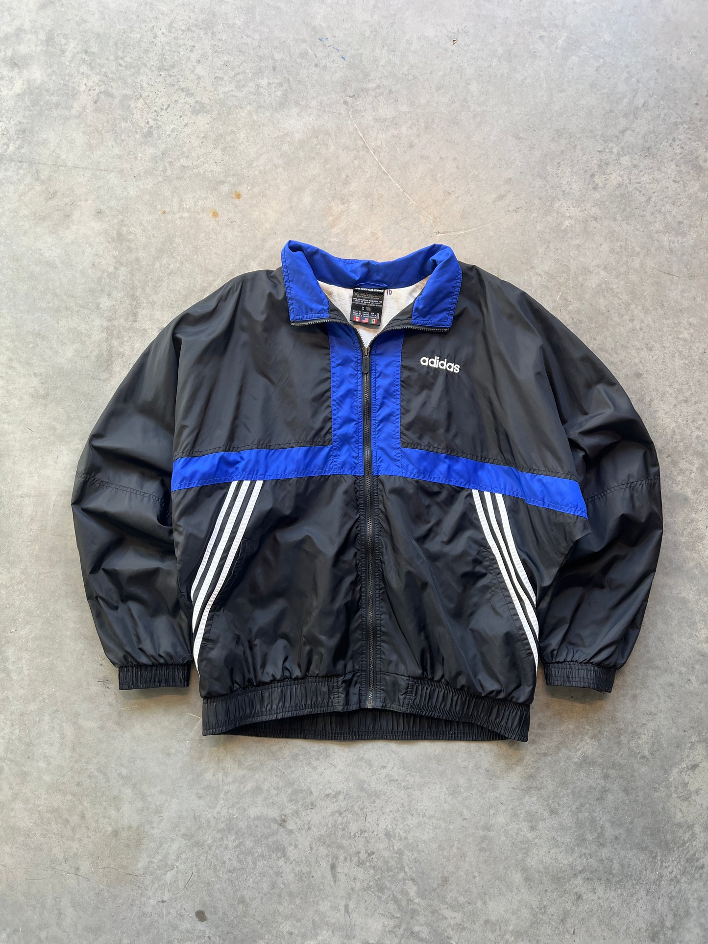 Vintage Blue/Black 90s Adidas Windbreaker - XL